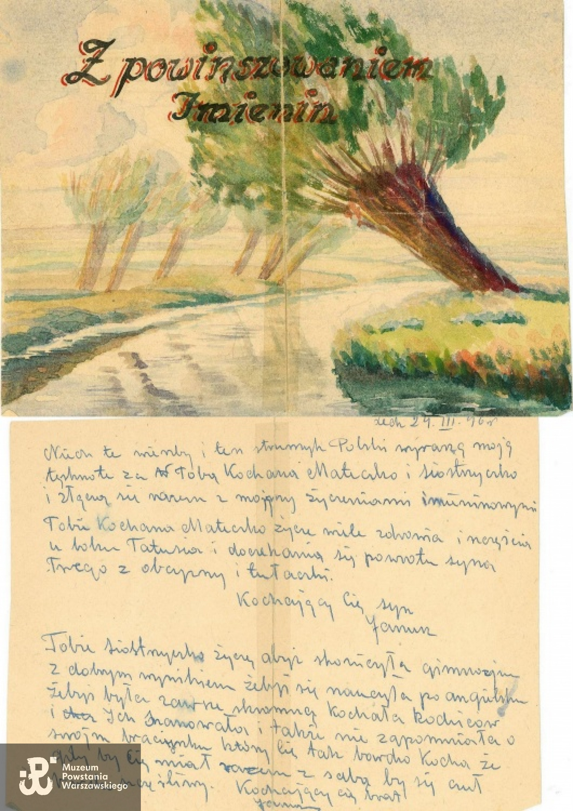 Ilustrowany list Janusza  do mamy i siostry, 1946 rok. Fot. archiwum rodzinne.