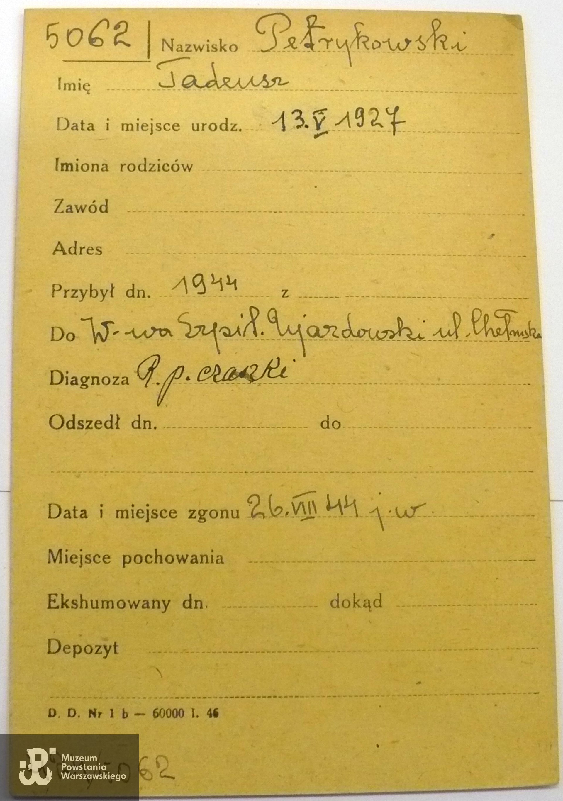 Polski Czerwony Krzyż - kartoteka