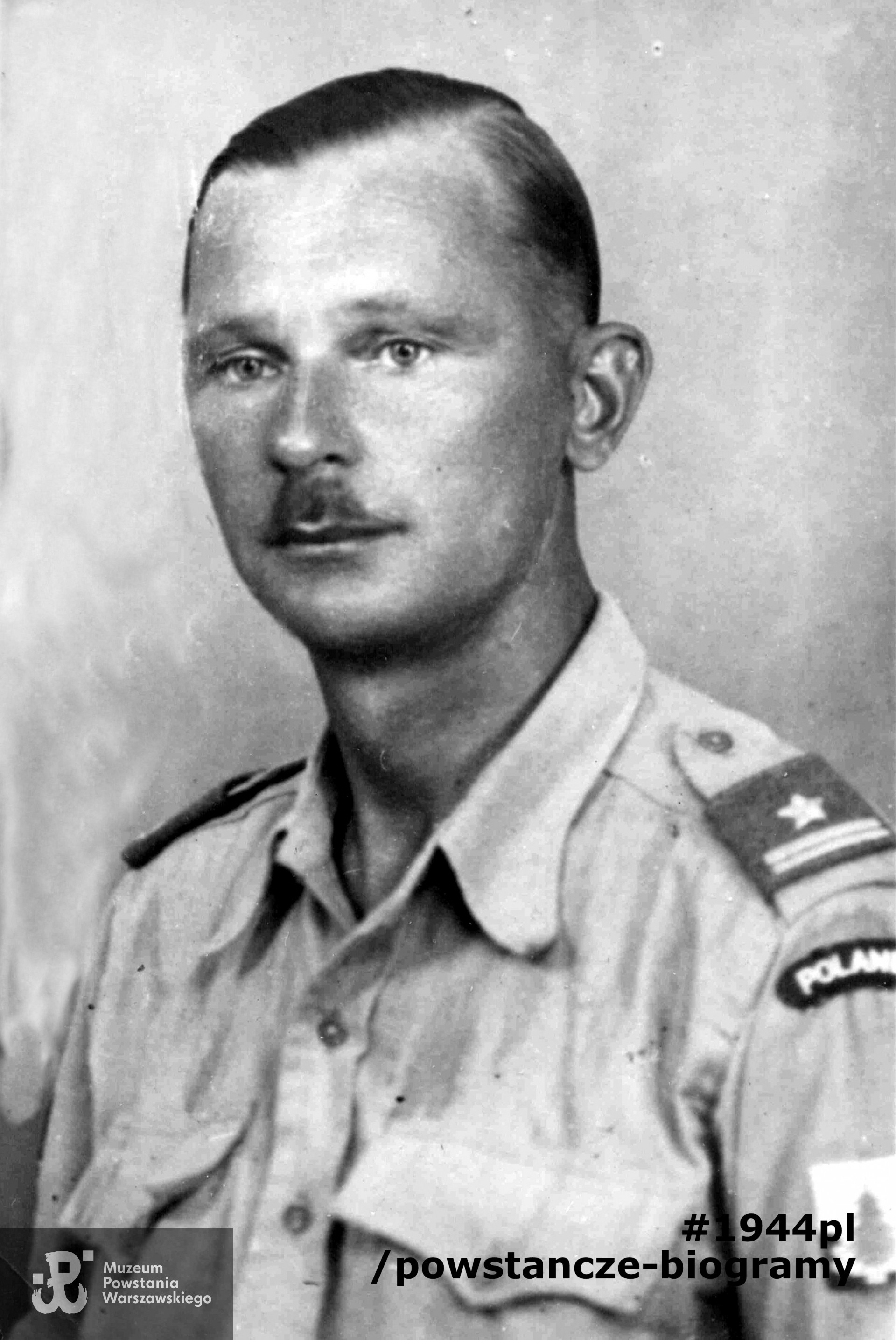 Po wyzwoleniu z obozu jenieckiego. Mjr. Wacław Chojna w mundurze 3. Dywizji Strzelców Karpackich PSZ, fotografia portretowa - 1945. Fotografia ze zbiorów rodzinnych, skan udostępniła p. Agnieszka Ławacz-Sampanis