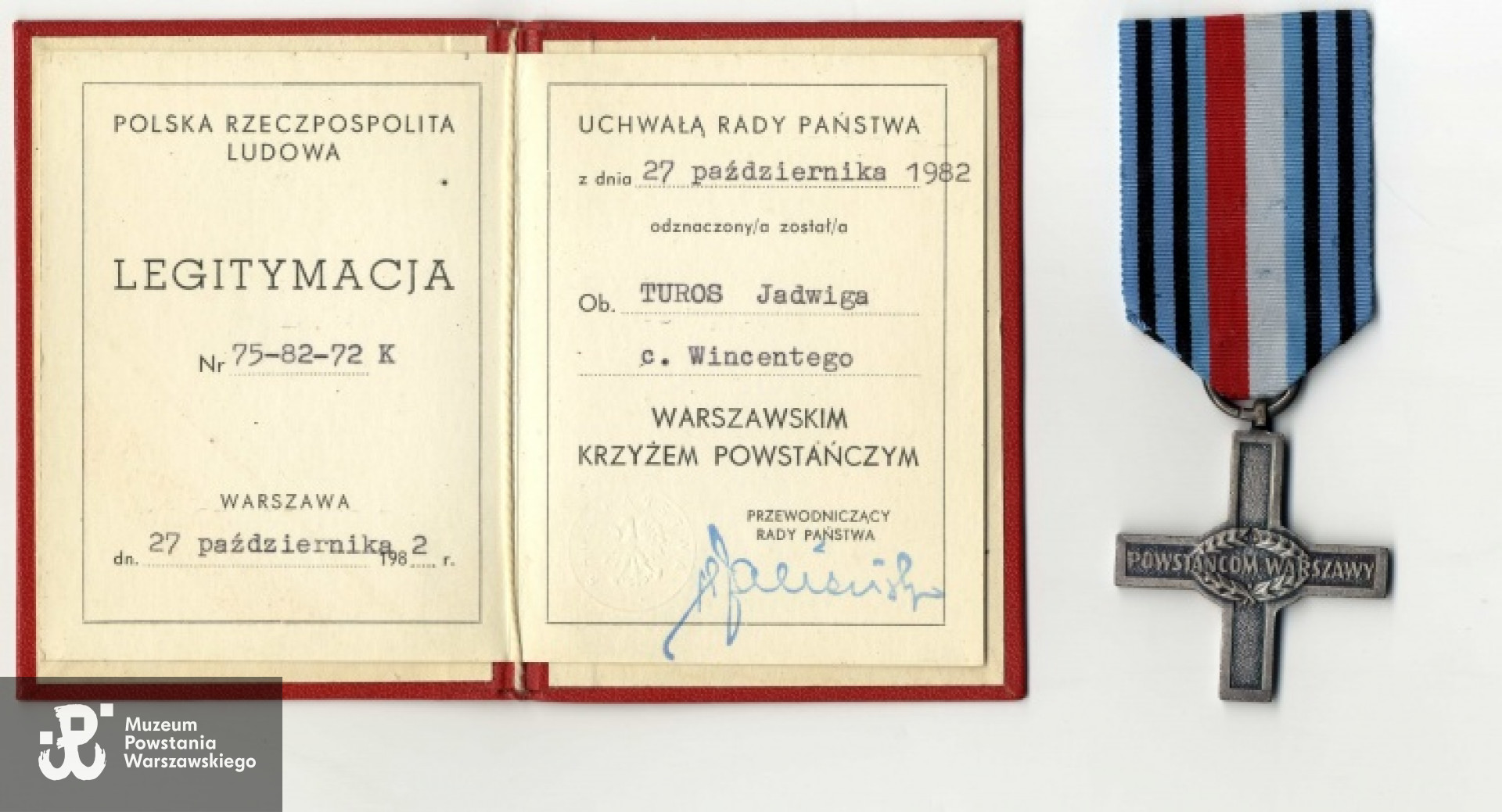 Warszawski Krzyż Powstańczy. Z  archiwum rodzinnego córek.