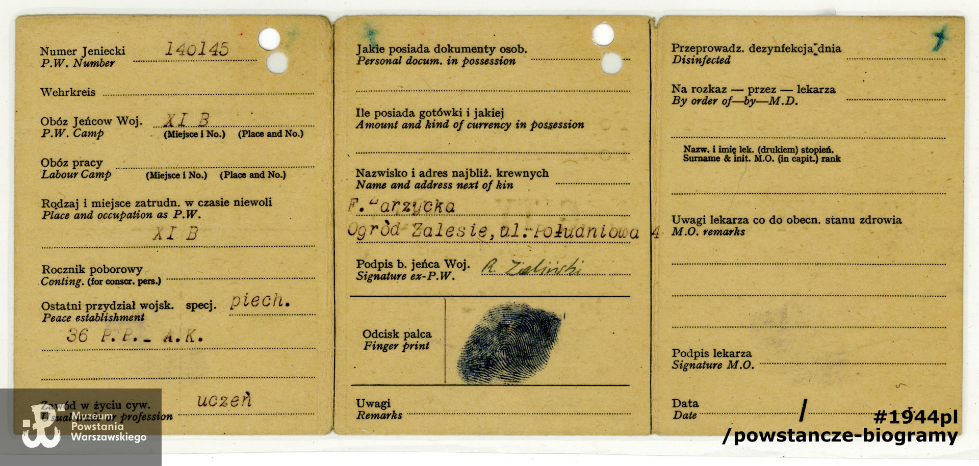 Z archiwum rodzinnego p. Ryszarda Mariana Zielińskiego ps. „Ryś” 