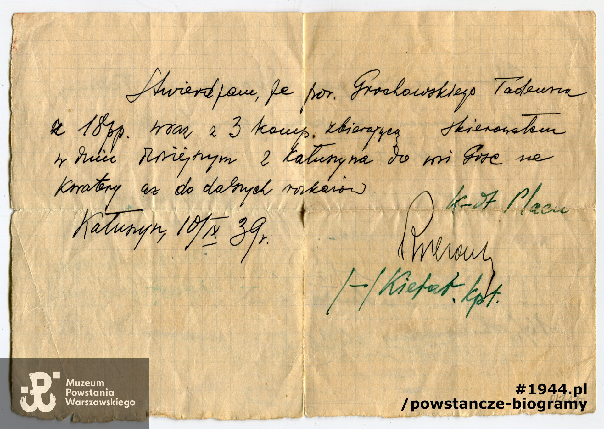 Dokument ze zbiorów Muzeum Powstania Warszawskiego, sygn.  P/7130/10