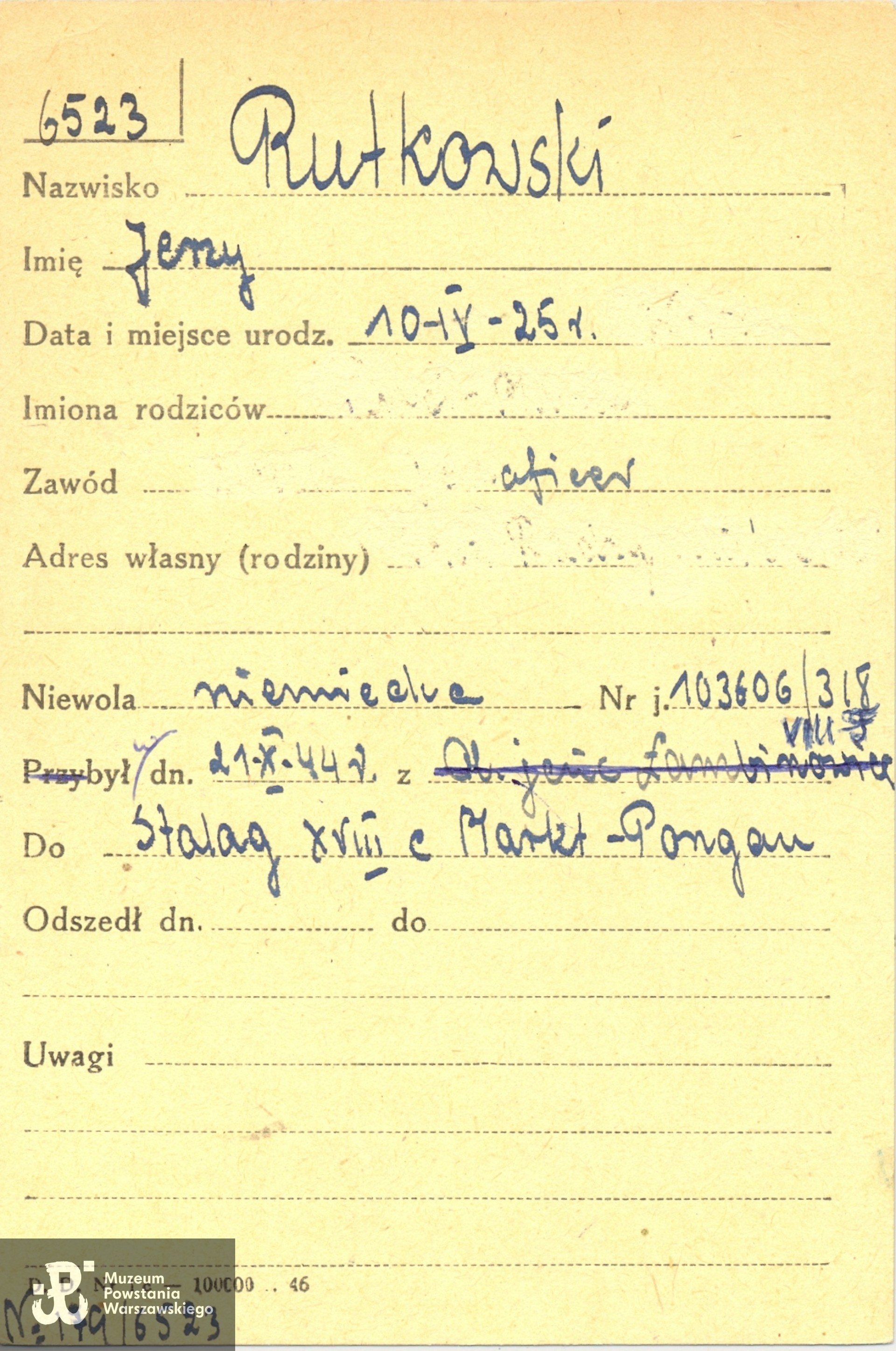 Polski Czerwony Krzyż - kartoteka