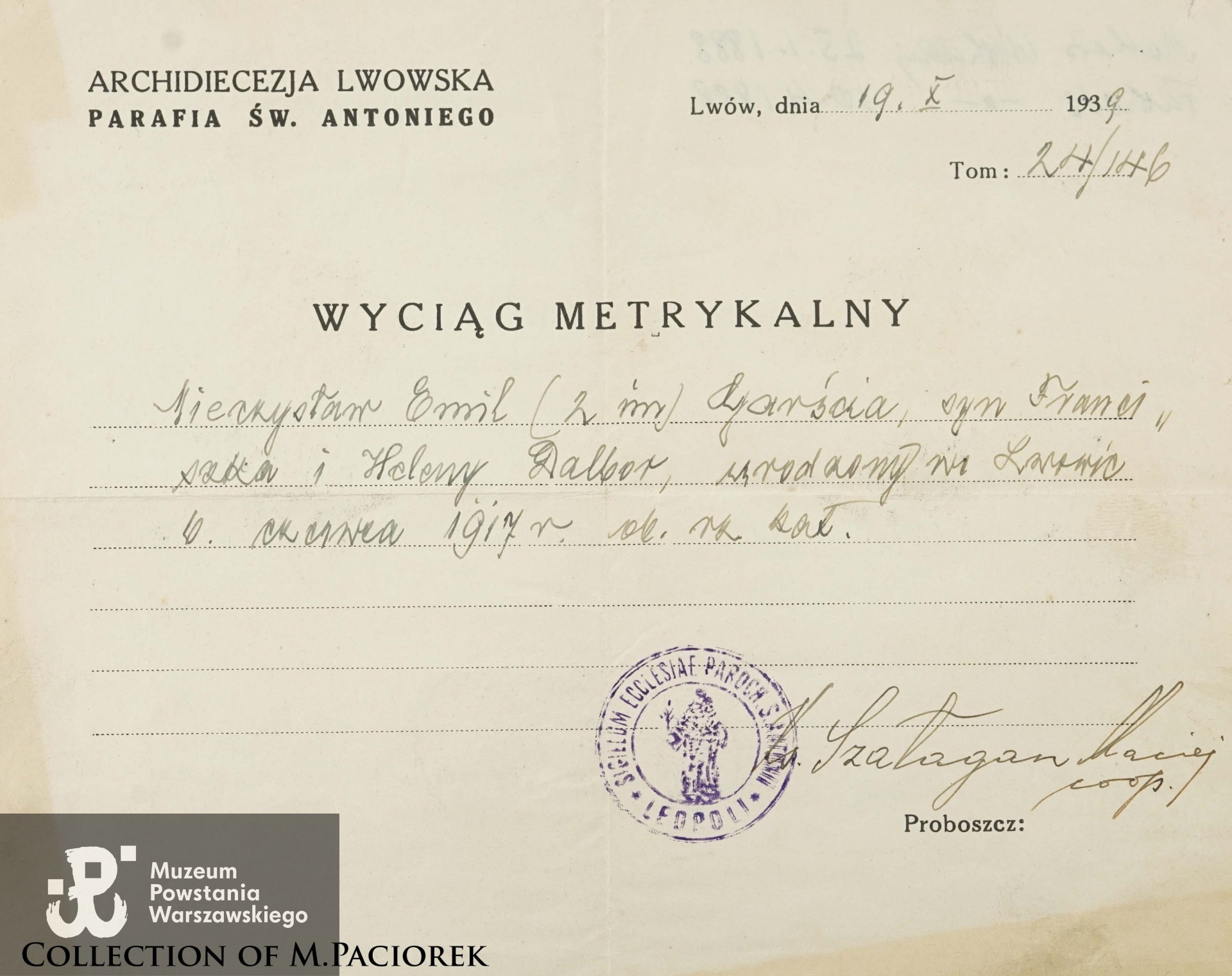 Źródło: kolekcja Mikołaja Paciorka, skan udostępnił M. Paciorek