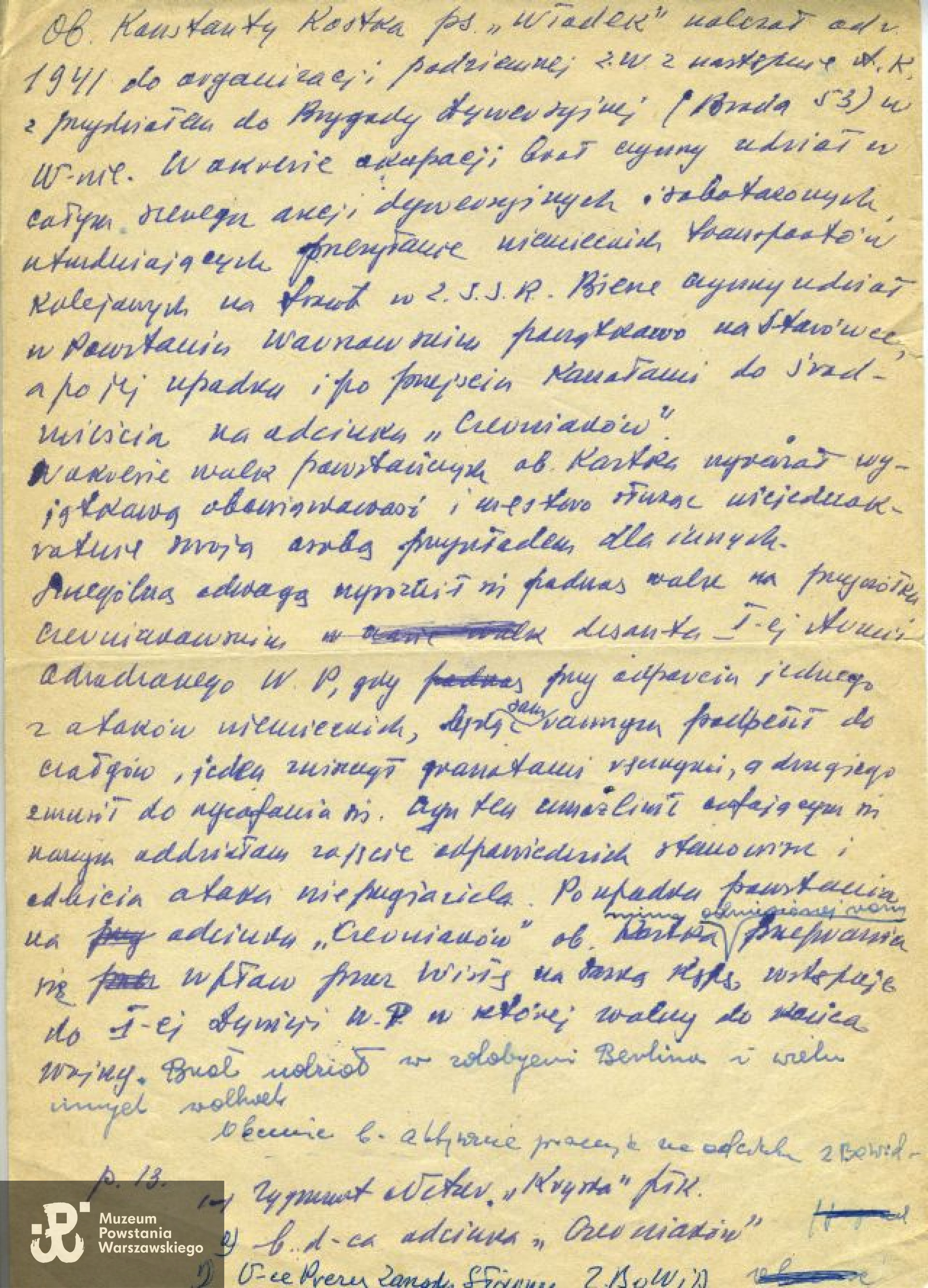 Legitymacja Armii Krajowej wystawiona w czasie Powstanie Warszawskiego 15 VIII 1944  na nazwisko Włodzimierz Nowotny