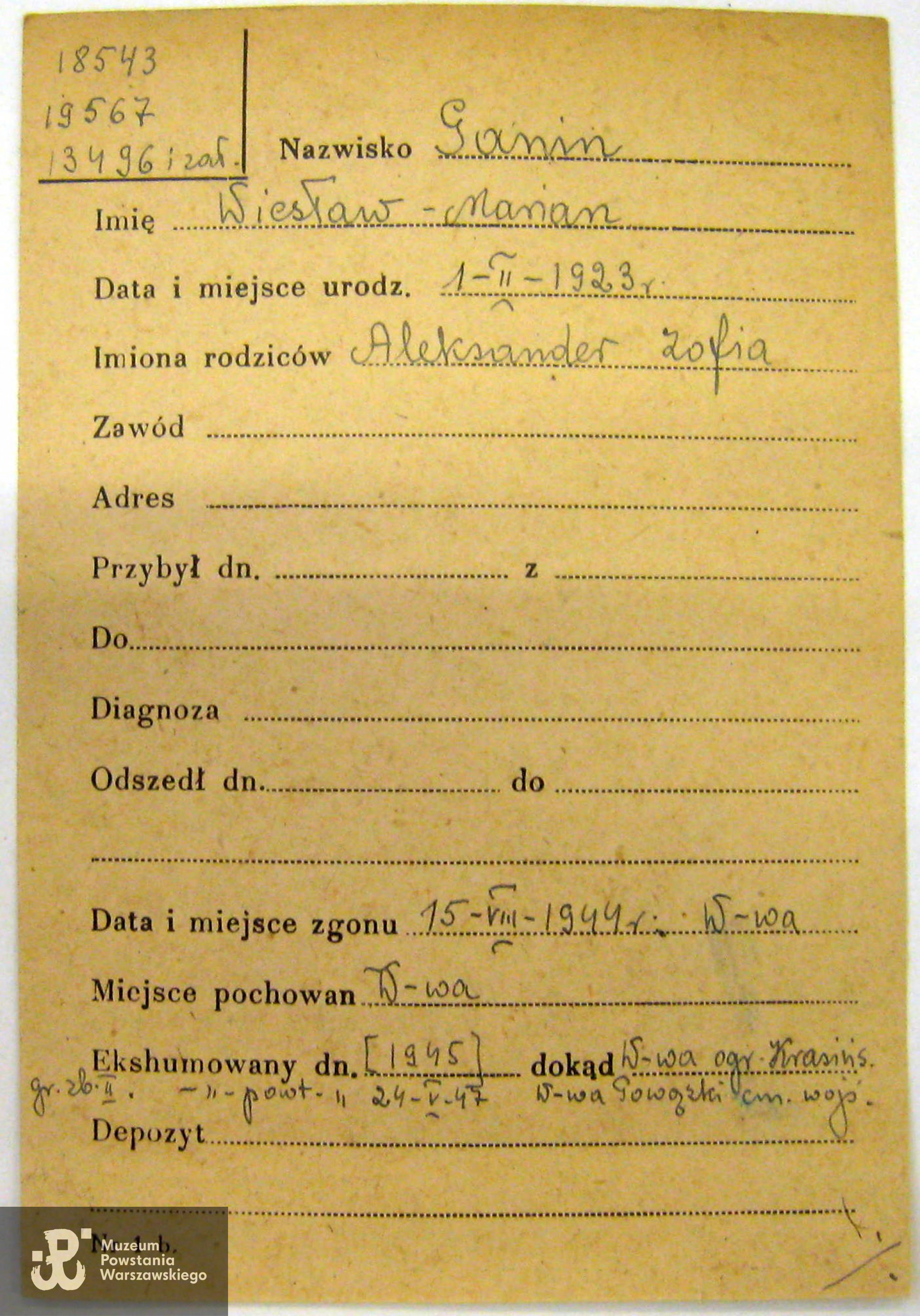 Polski Czerwony Krzyż - kartoteka