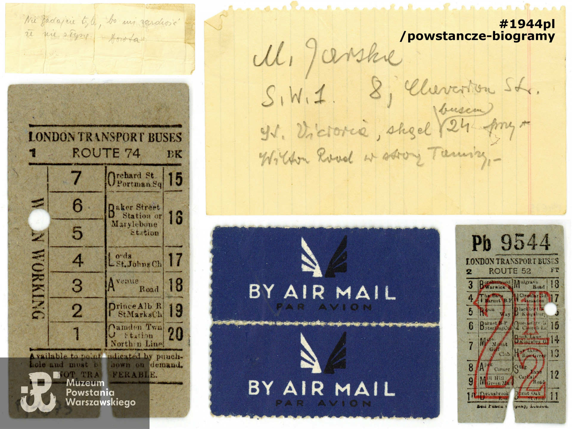 Drobiazgi i zapiski  Zdzisława Jeziorańskiego, ze zbiorów Muzeum Powstania Warszawskiego, sygn. P/4675, dar Fundacji Jana Nowaka - Jeziorańskiego