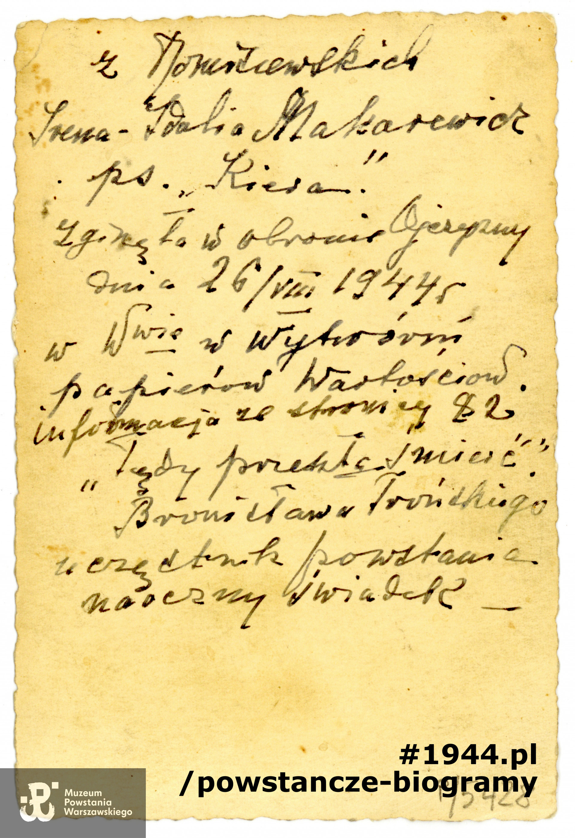  Fot. ze zbiorów Muzeum Powstania Warszawskiego, sygn. P/5428