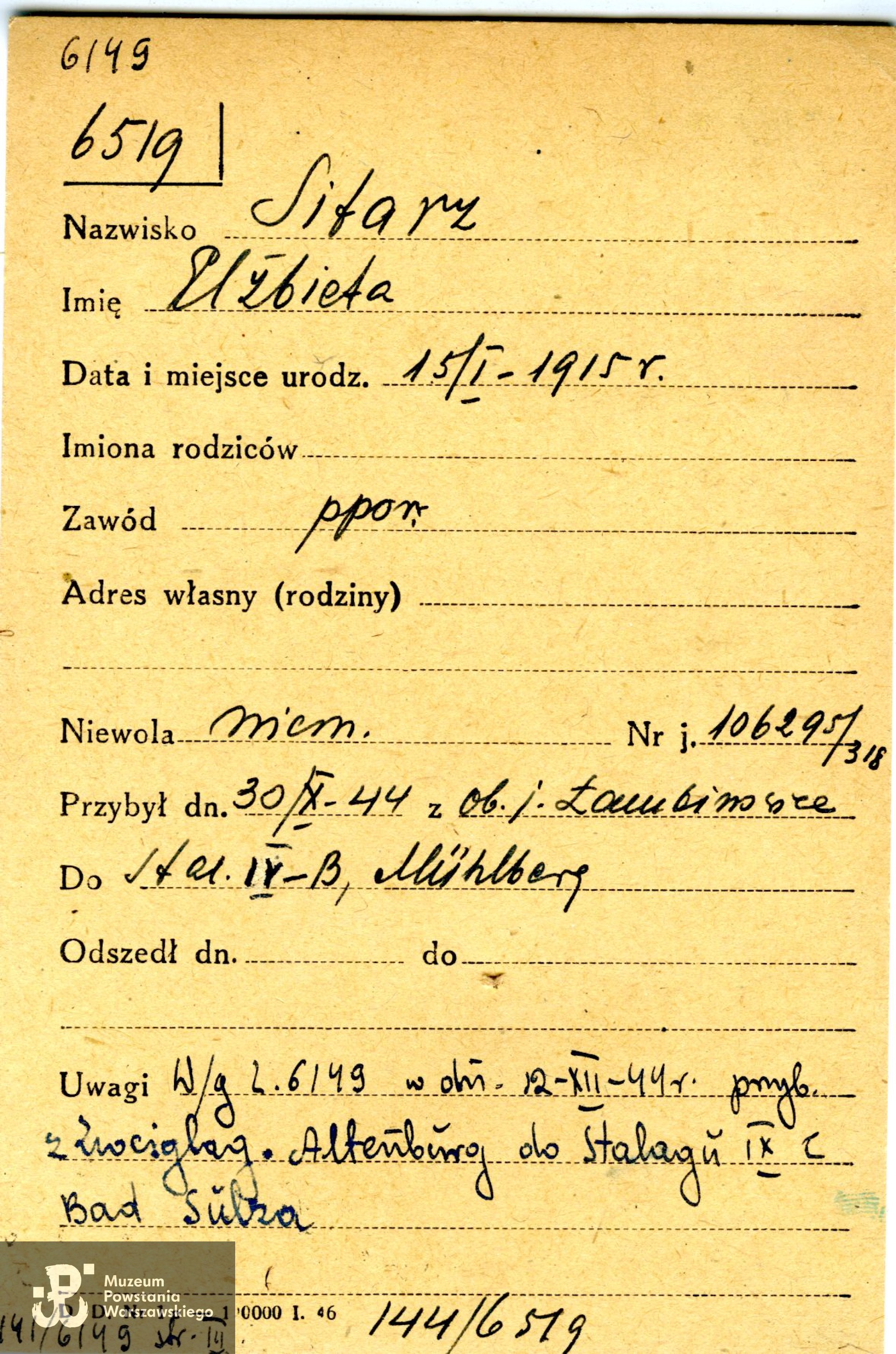 Polski Czerwony Krzyż - kartoteka