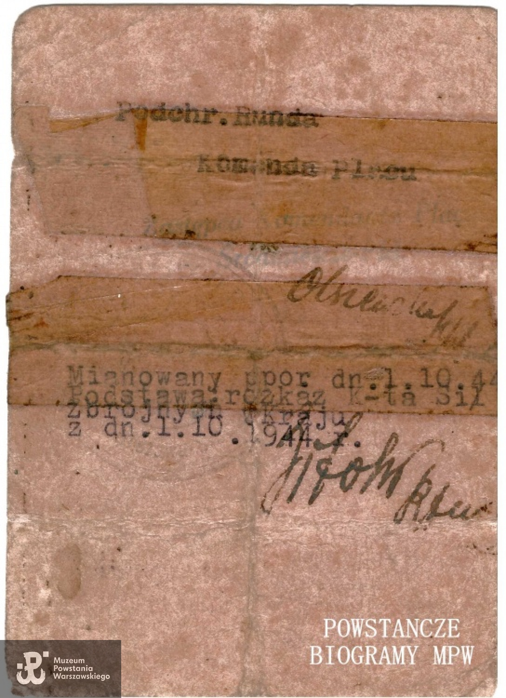 Legitymacja Armii Krajowej. Ze zbiorów Muzeum Powstania Warszawskiego