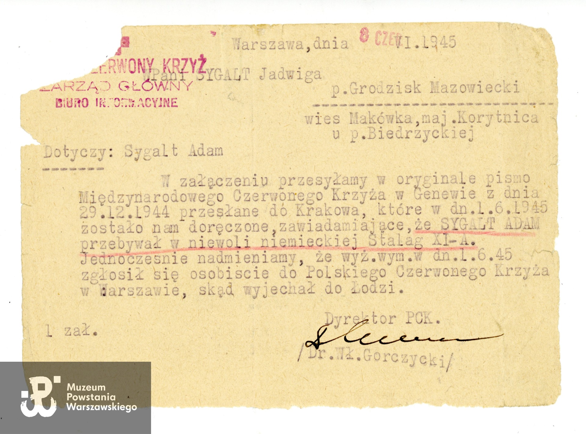 Ze zbiorów Muzeum Powstania Warszawskiego, sygn. P/9897, dar p. Ewy Sygalt-Synowieckiej i p. Mariusza Synowieckiego