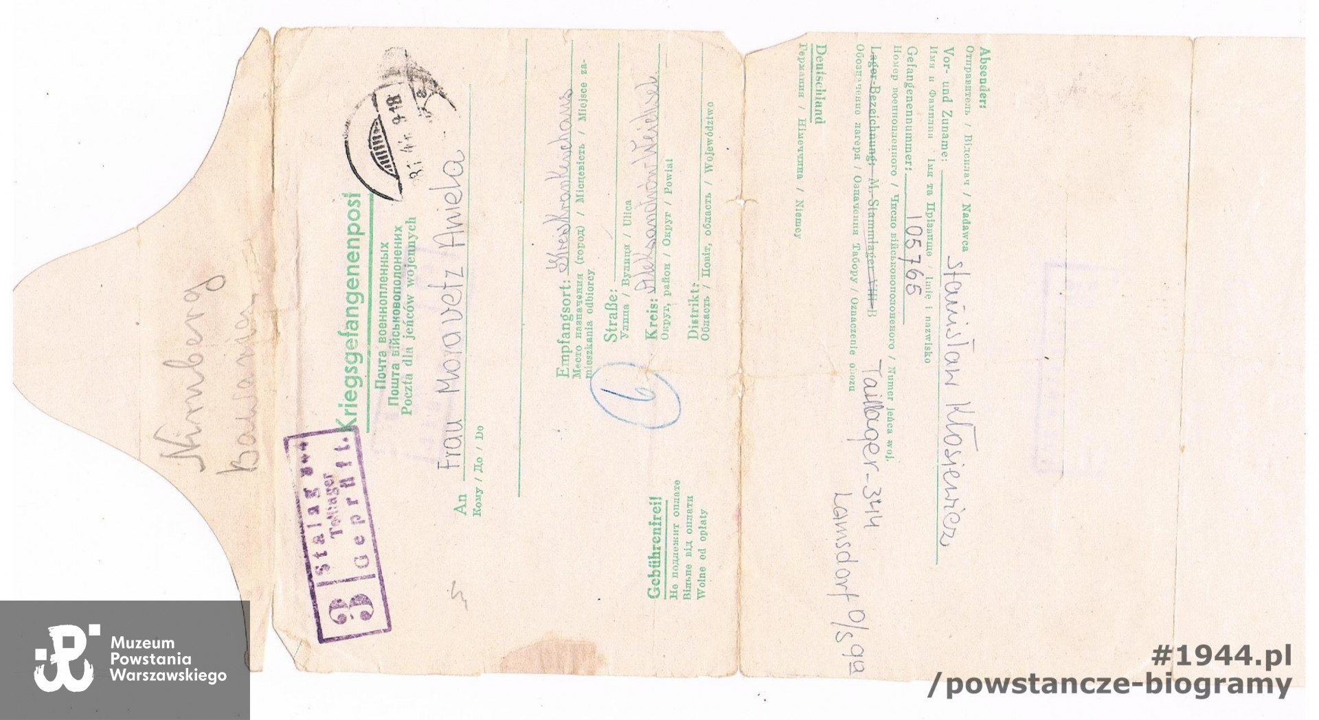 Korespondencja obozowa. Z archiwum rodzinnego syna, p. Krzysztofa Kłosiewicza