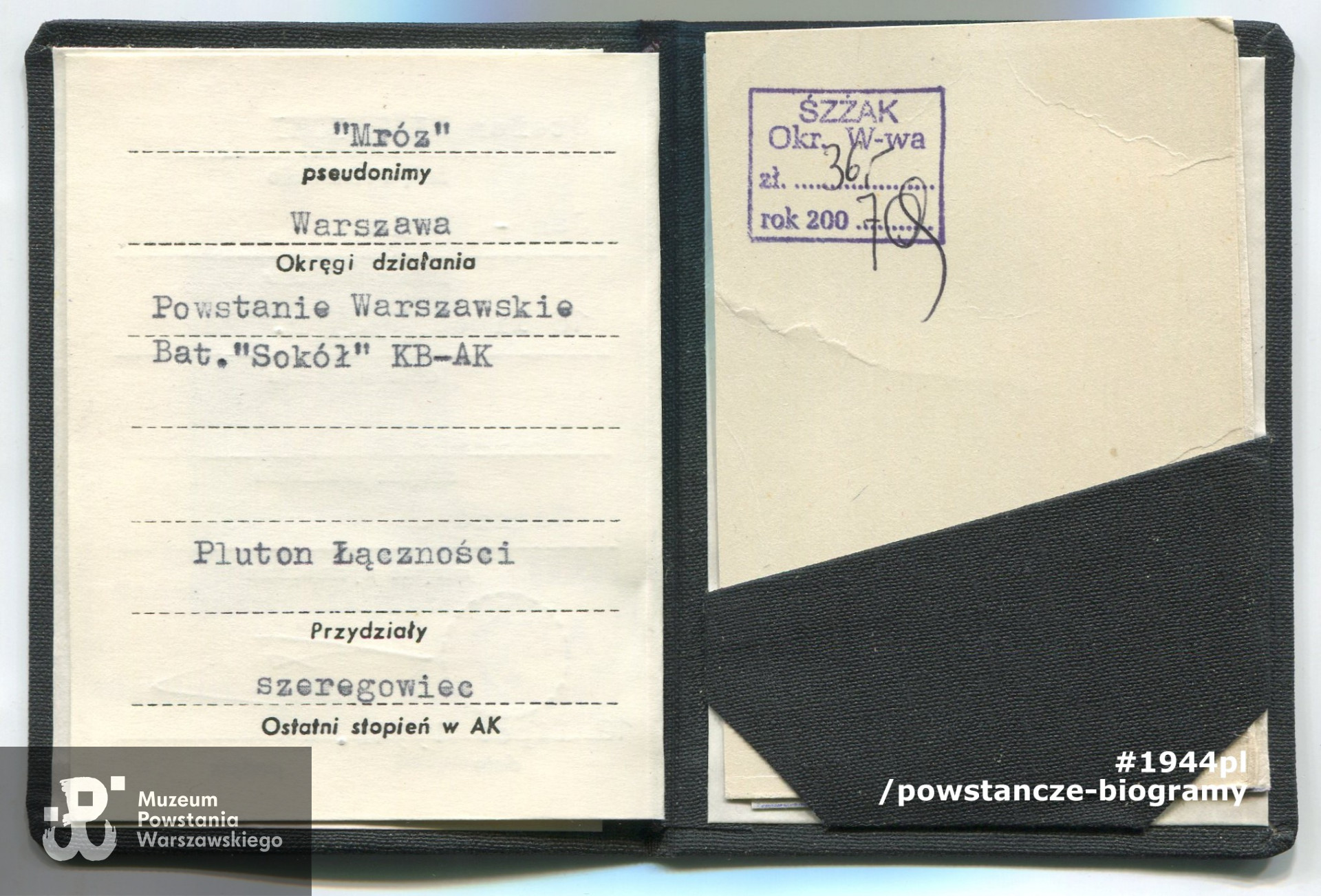 Ze zbiorów Stefana Mielnickiego ps. Mróz. Skan: Pokój Kombatanta MPW - materiały do Słownika Uczestników PW