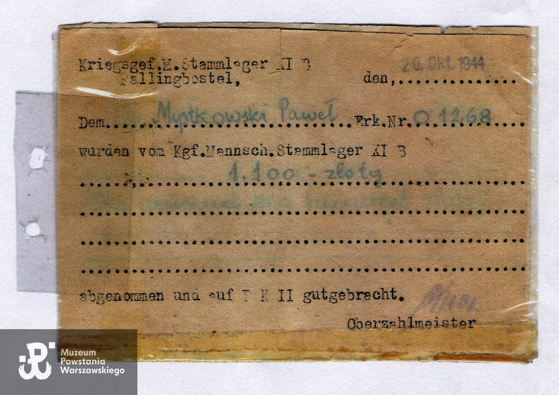 Dokument  ze zbiorów rodzinnych