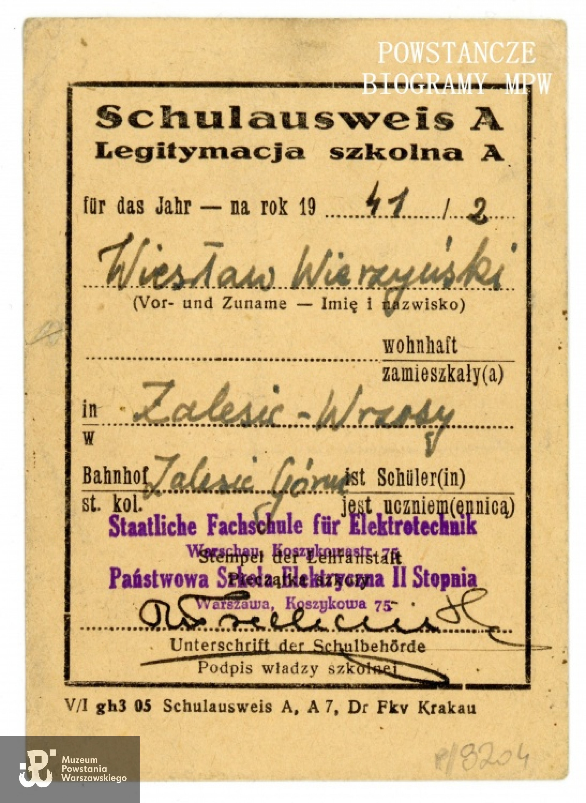 Ze zbiorów Muzeum Powstania Warszawskiego, sygn. P/8204, dar Andrzeja Wierzyńskiego.