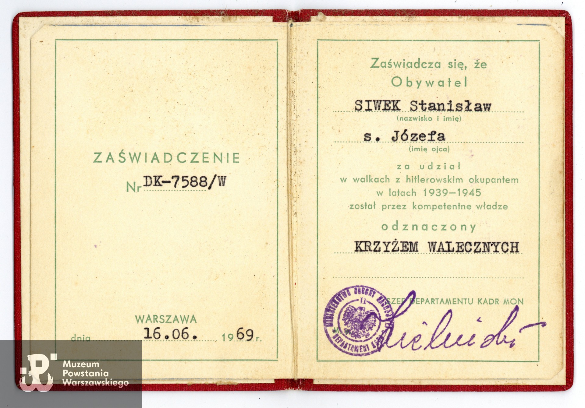 Ze zbiorów rodzinnych p. Sebastiana Włodka, prawnuka Powstańca. Skany wykonano w Muzeum Powstania Warszawskiego, 05/2025