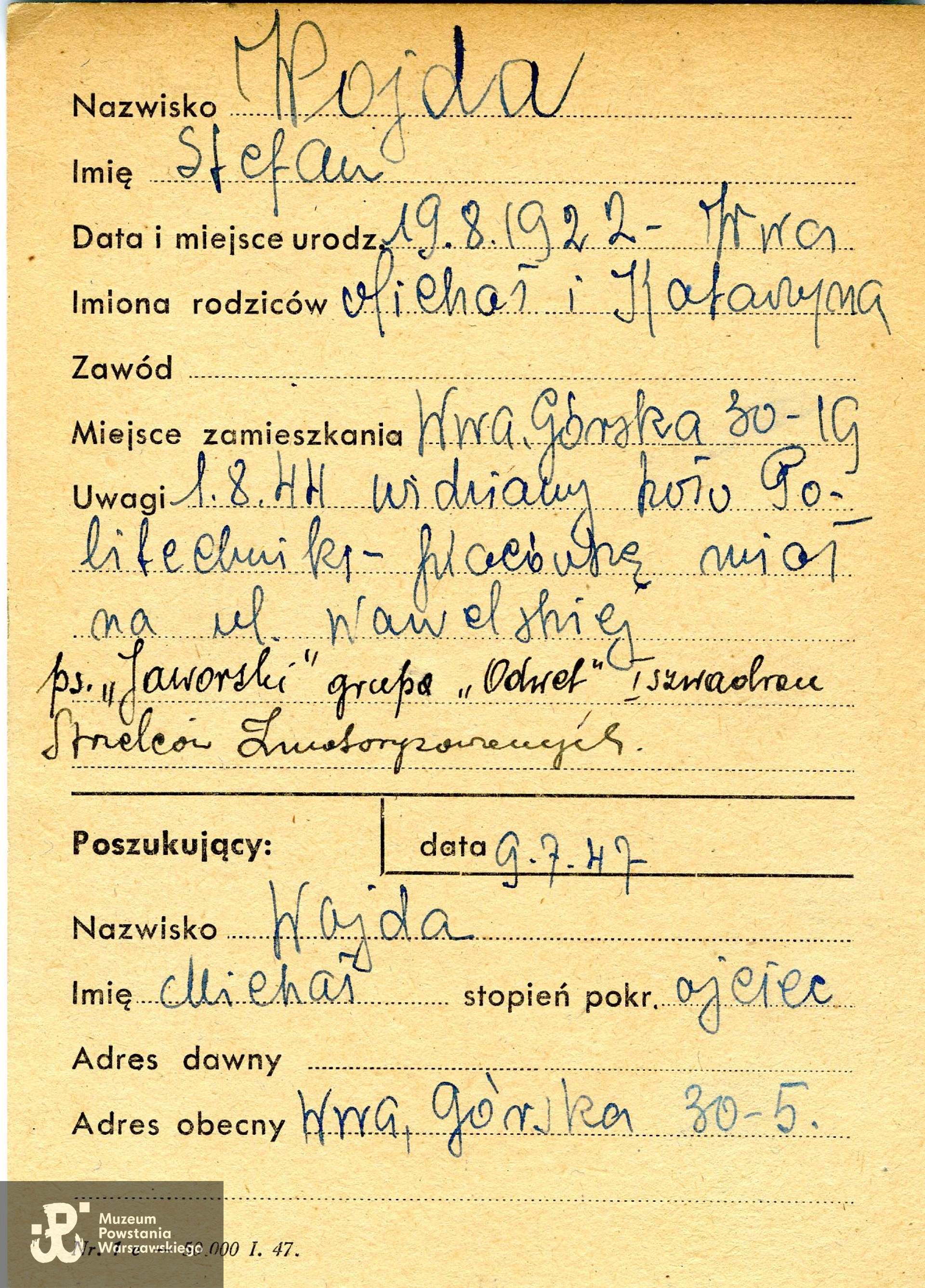 Polski Czerwony Krzyż - kartoteka