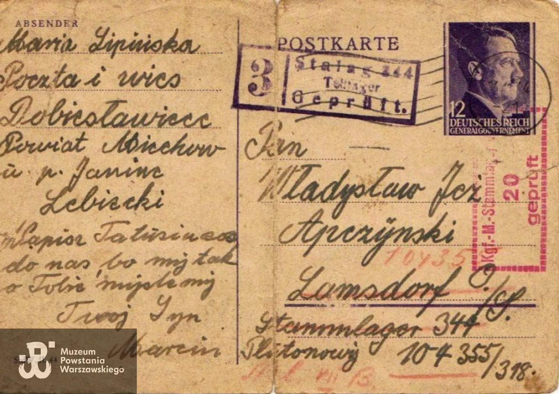 Kartka do Stalagu Lamsdorf