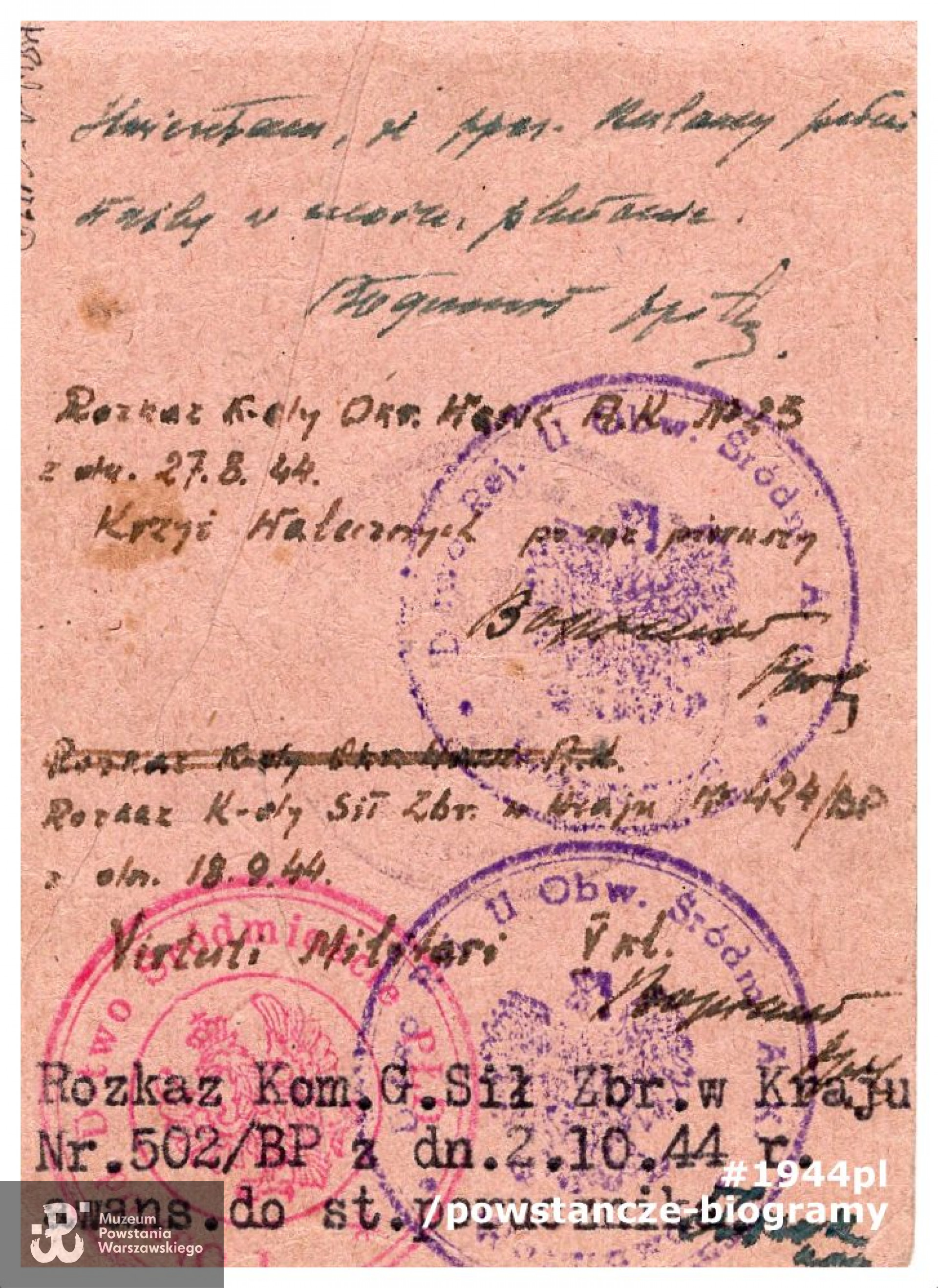 Należąca do por. Edwarda Ładkowskiego "Kulawego" legitymacja Armii Krajowej. Ze zbiorów Muzeum Powstania Warszawskiego