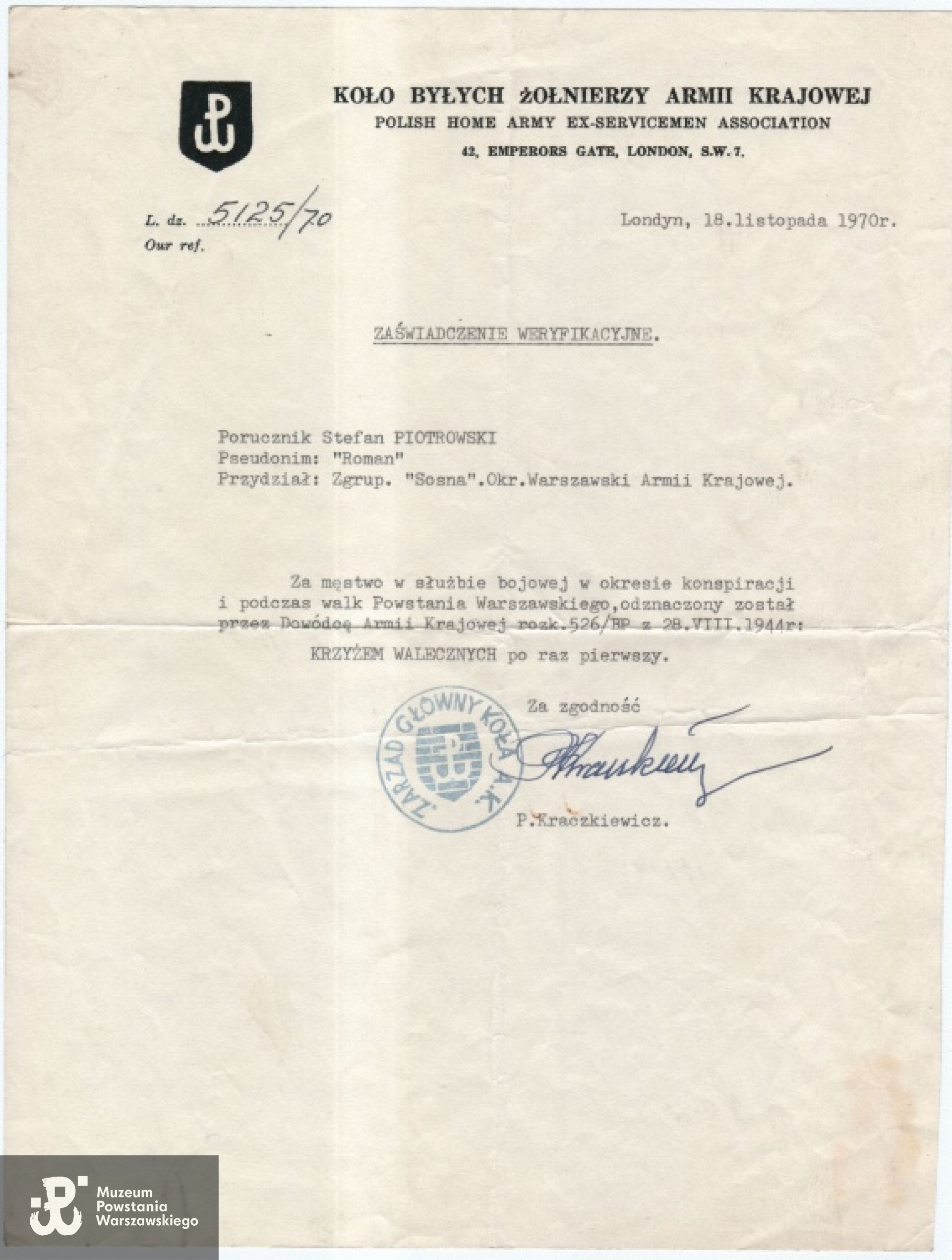 Ze zbiorów rodzinnych, skan udostępnił p. Piotr Surma, wnuk Powstańca