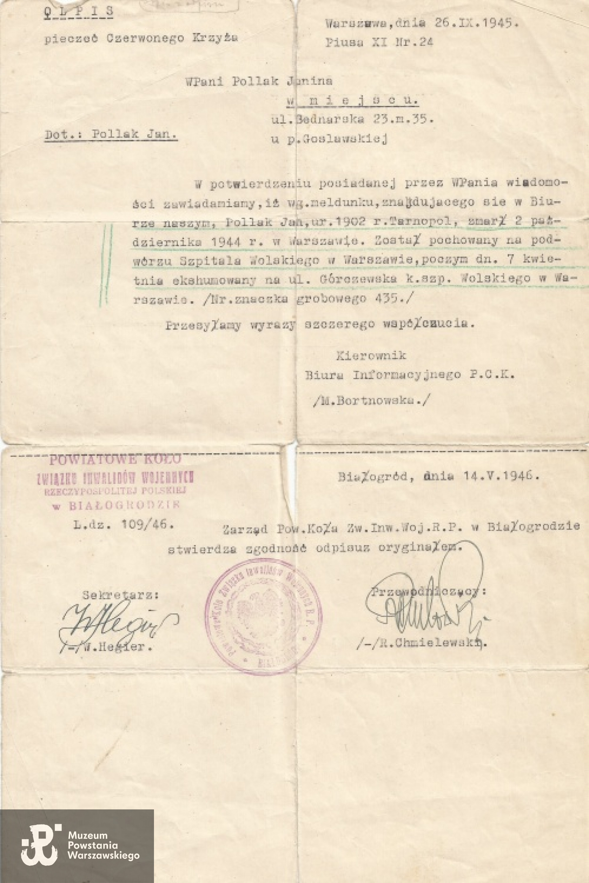 Z archiwum rodzinnego Teresy, Kazimierza i Jana Pollaków. Udostępnił Piotr Blak <i> Spadkobiercy żołnierzy Kompanii "Koszta"</i>