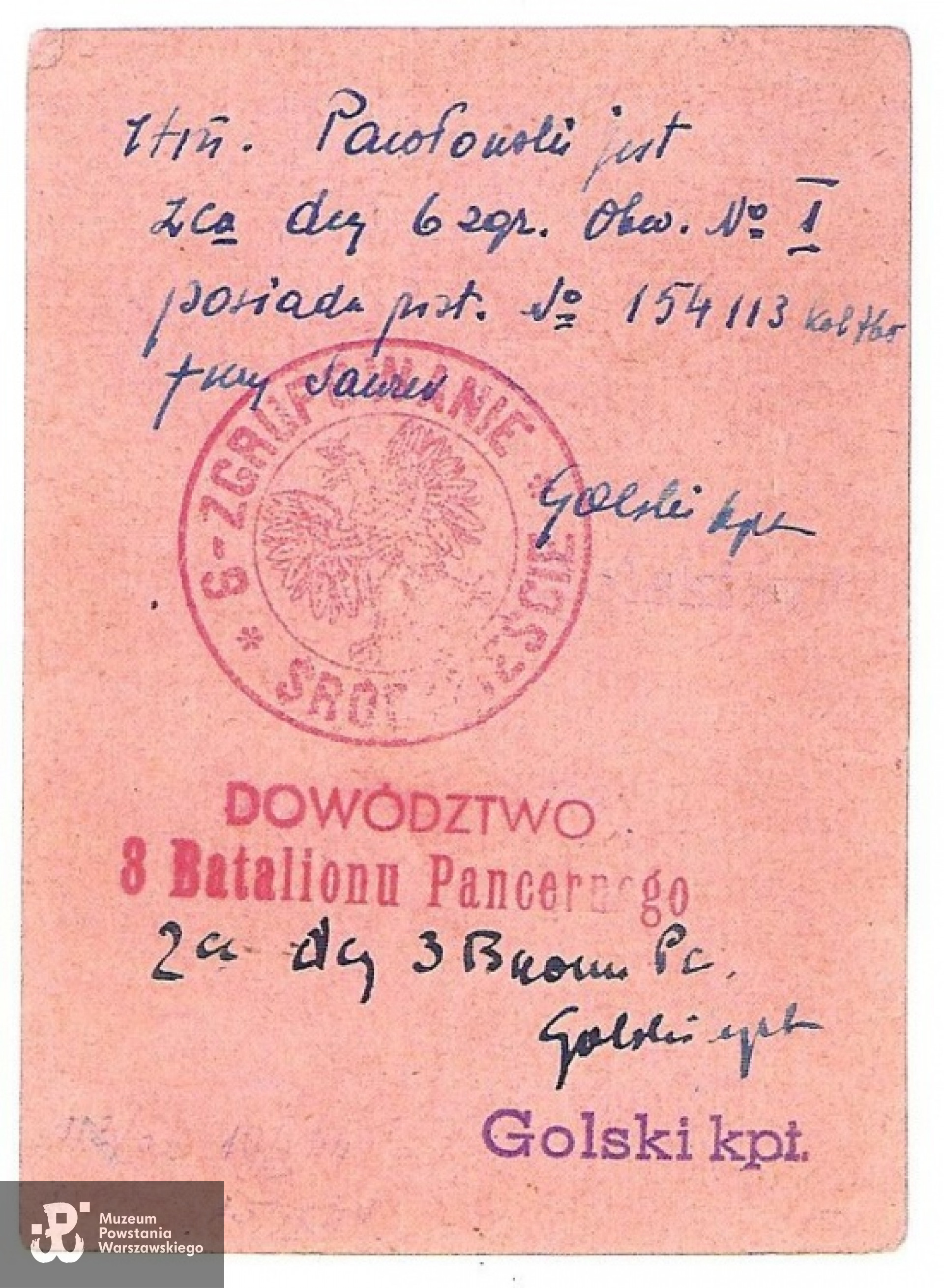 Legitymacja powstańcza - str. 2