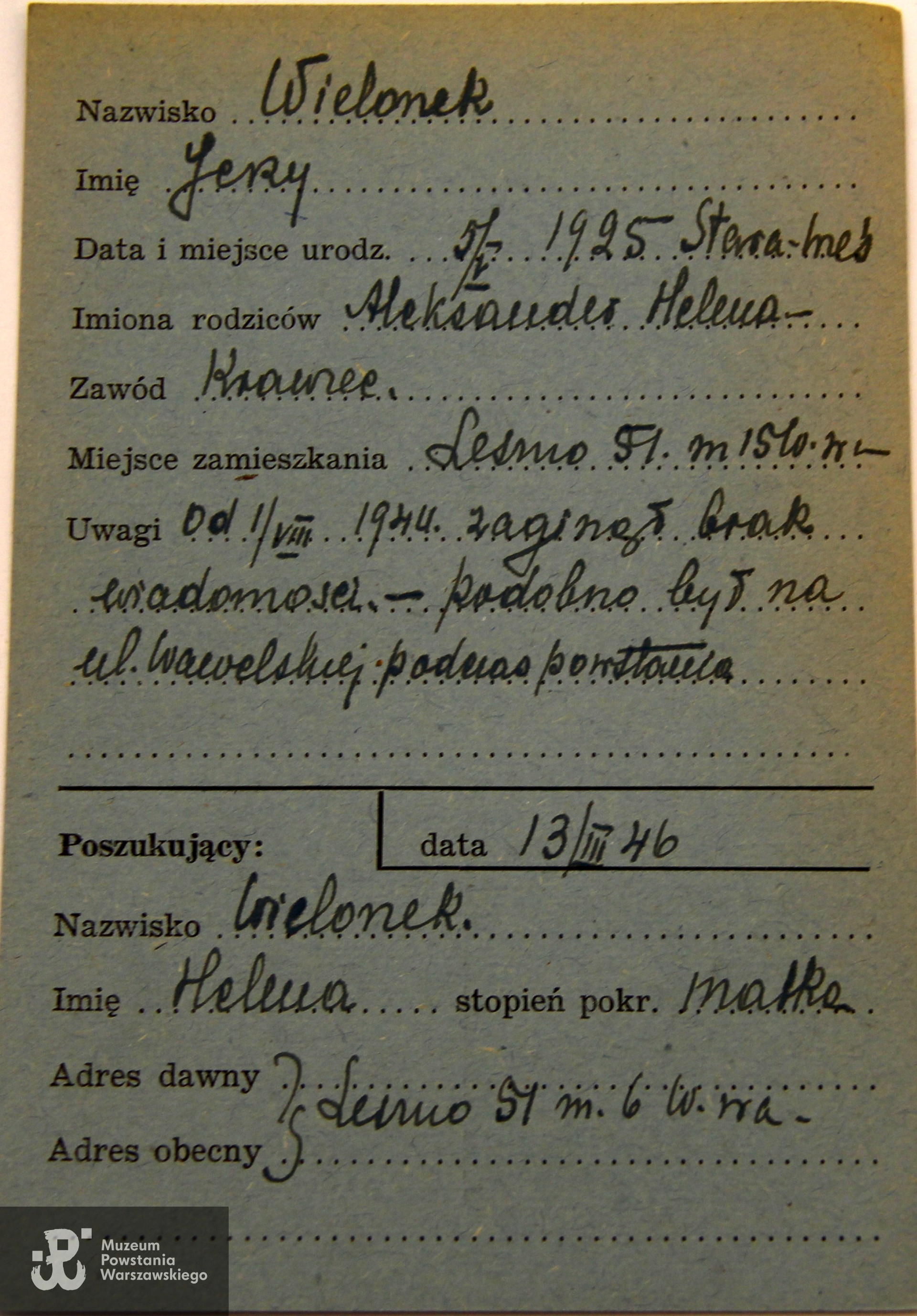 Polski Czerwony Krzyż - kartoteka