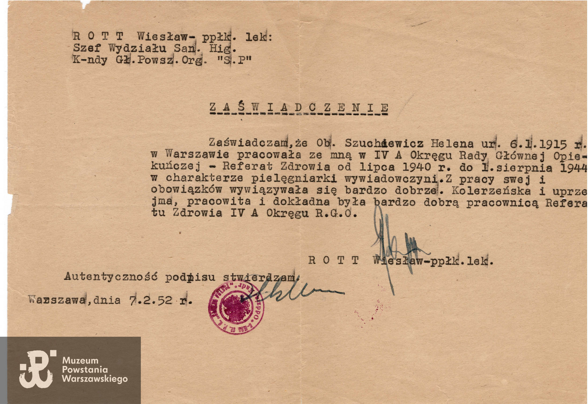 Ze zbiorów Muzeum Powstania Warszawskiego, sygn. P/8918/17, dar córki, p. Małgorzaty Margrie