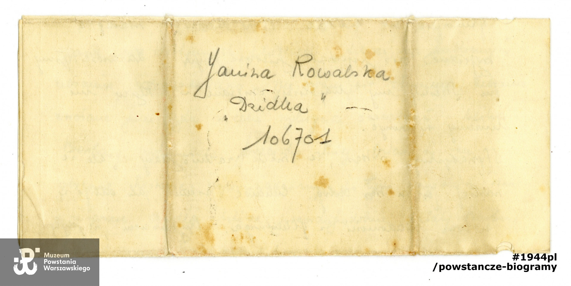 Korespondencja Janiny Wierusz-Kowalskiej. Ze zbiorów Muzeum Powstania Warszawskiego sygn. P/7948/14, dar p. Krystyny Rachwał