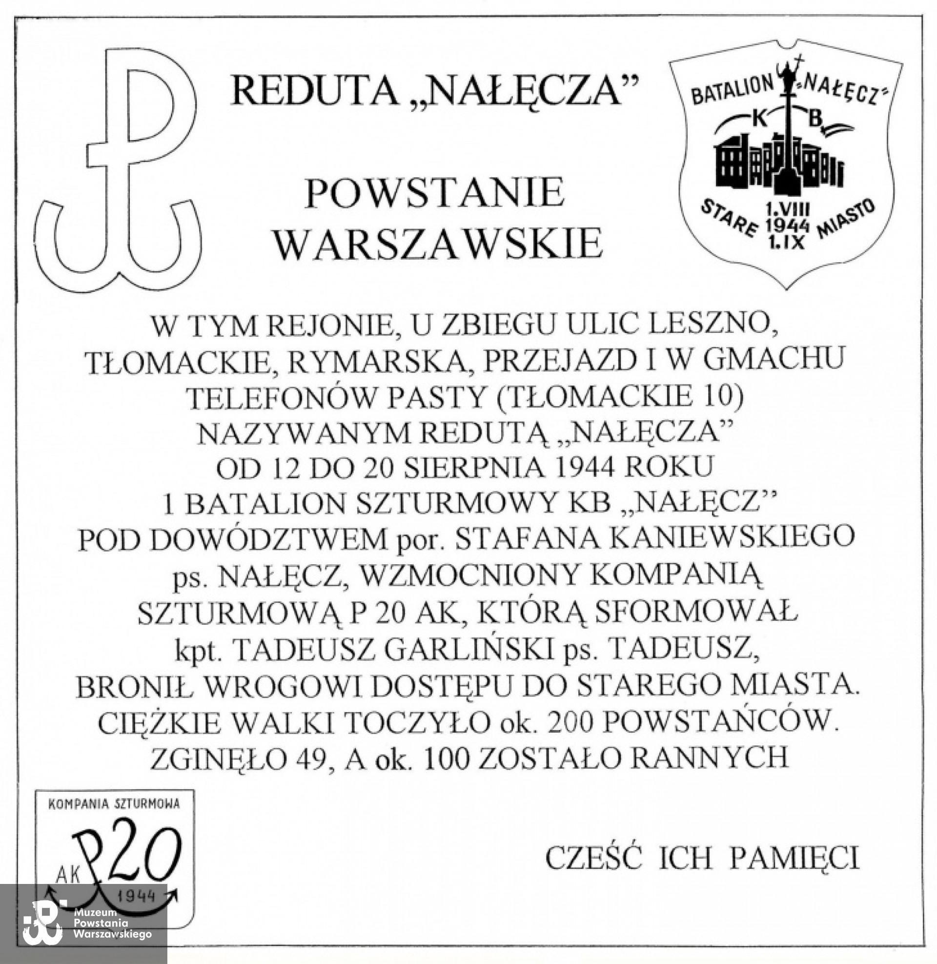 Projekt tablicy  upamiętniającej obrońców "Reduty <i> Nałęcza</i>  Fot. udostępnione przez Jacka  Sztejerwalda