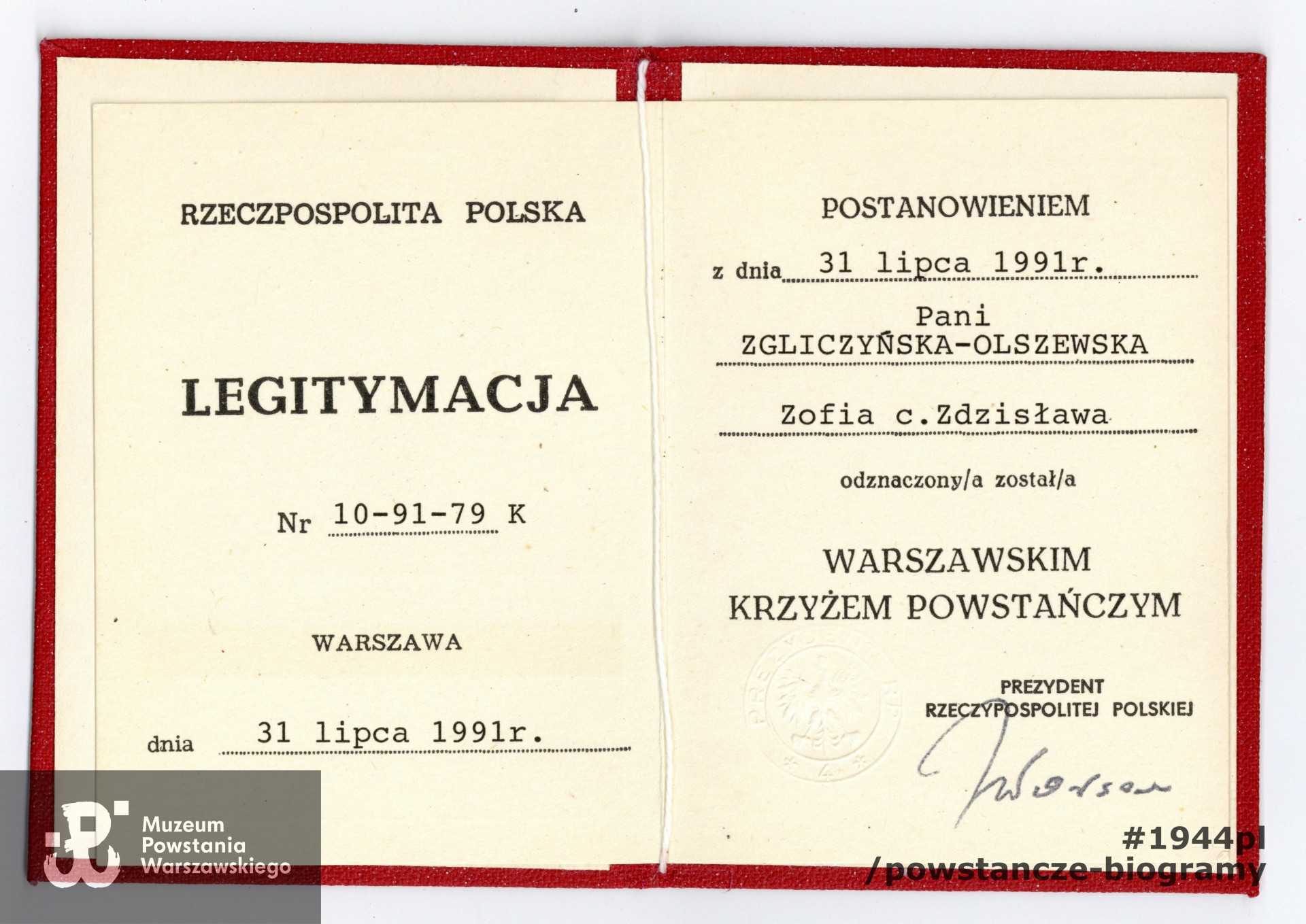 Legitymacja odznaczeniowa - WKP.  Ze zbiorów rodzinnych.