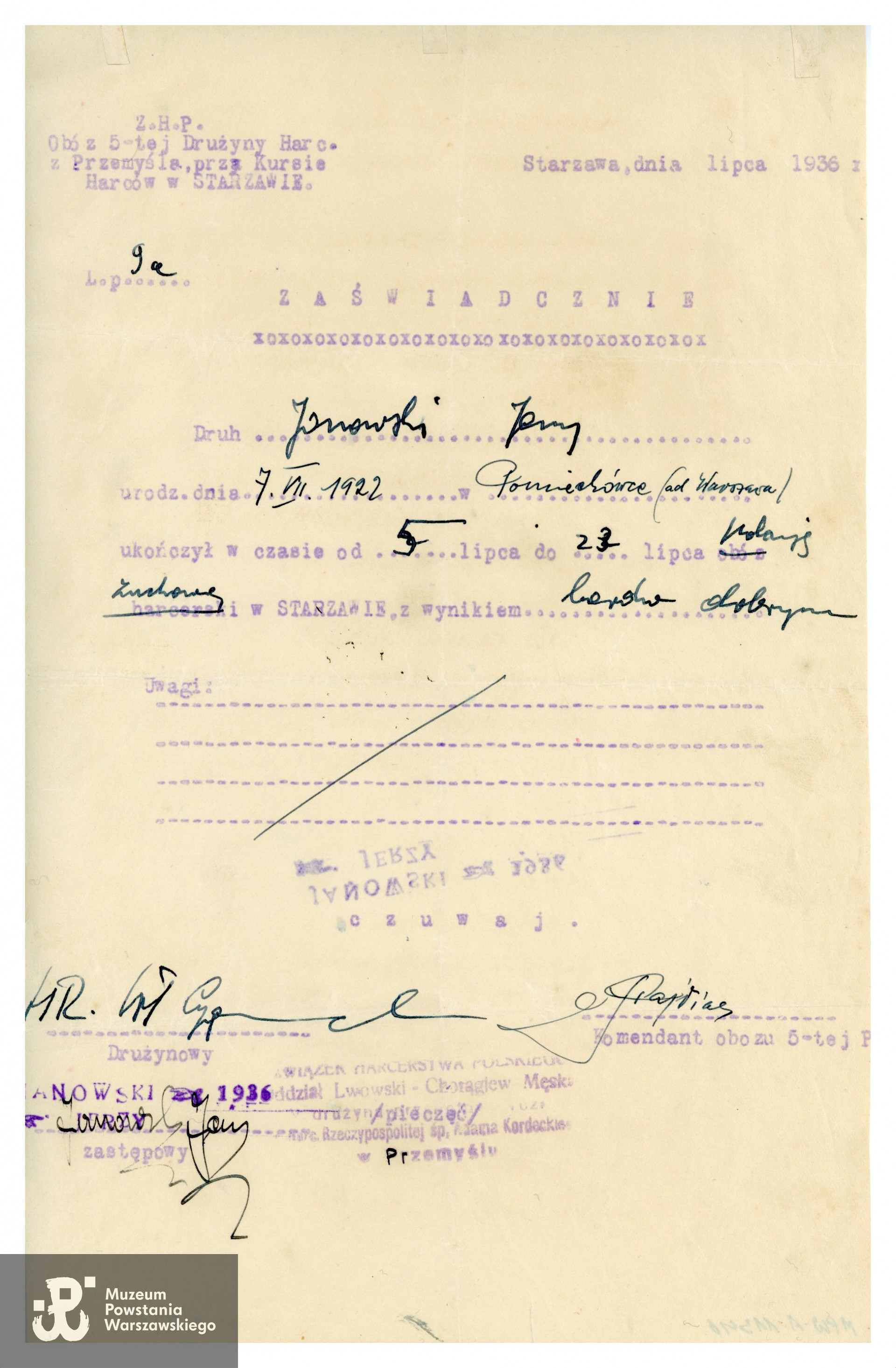 Ze zbiorów Muzeum Powstania Warszawskiego, sygn. P/8719/16, dar p. Krzysztofa Fronczyka