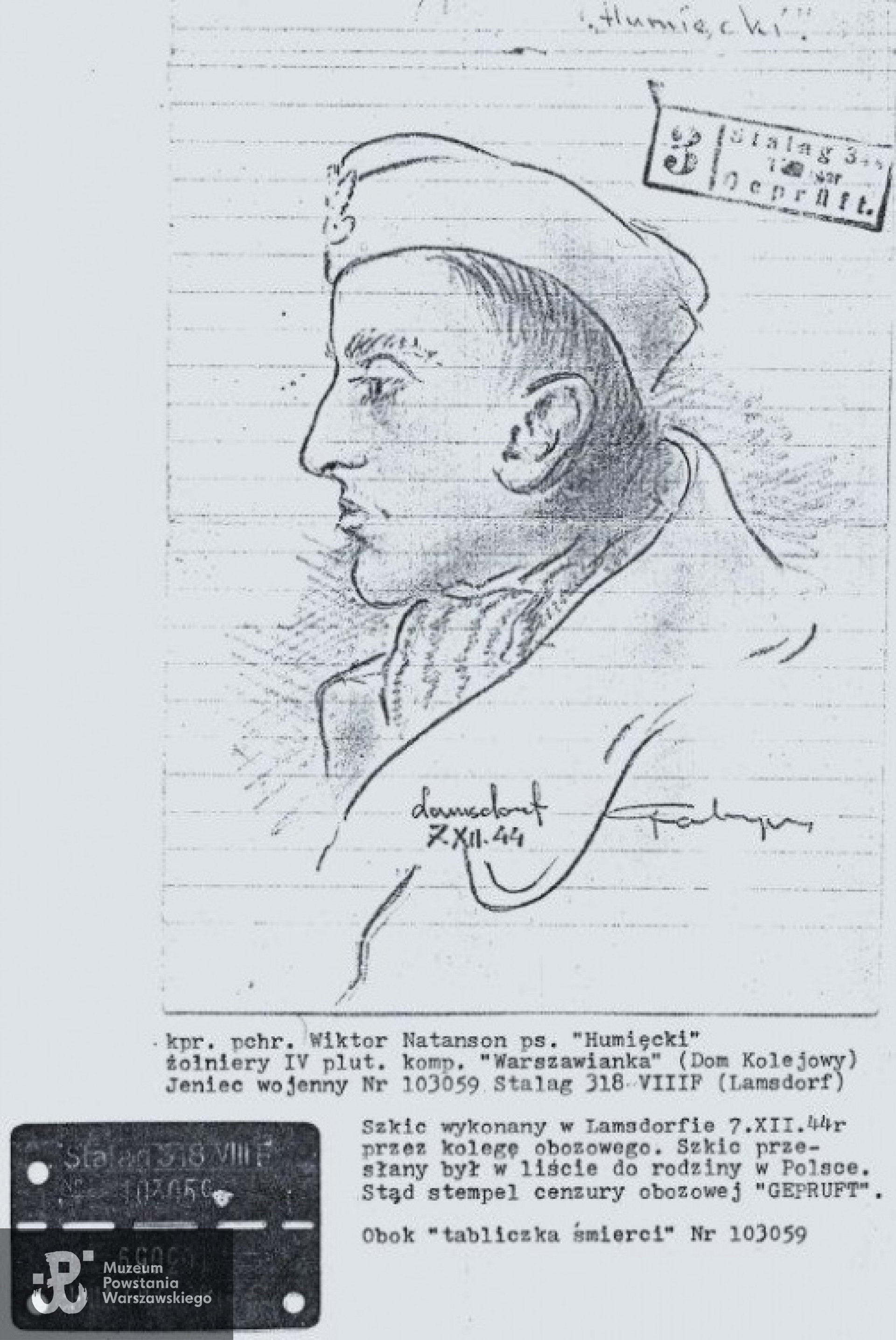 Wiktor Natanson - portret - Lamsdorf 1944