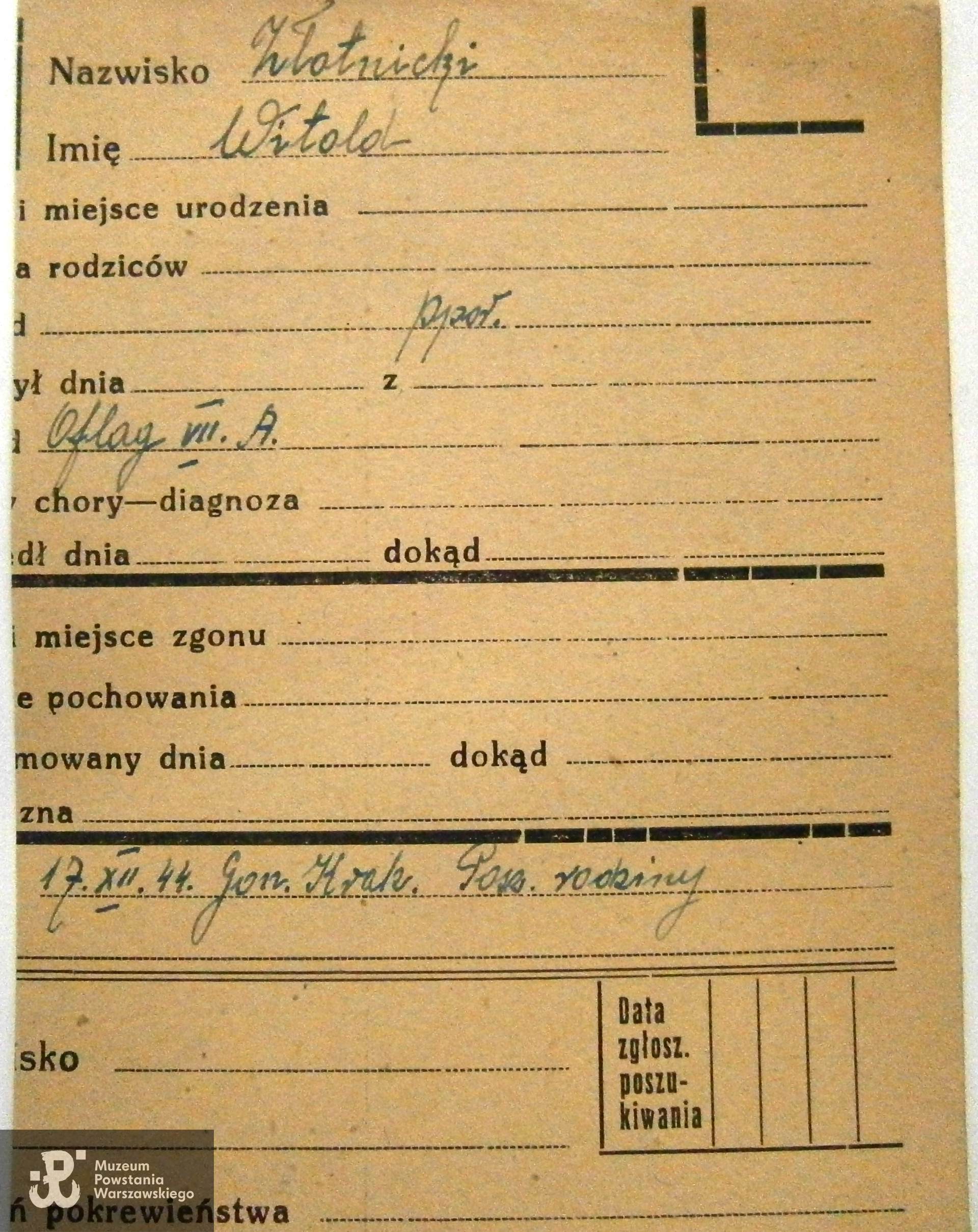 Polski Czerwony Krzyż - kartoteka