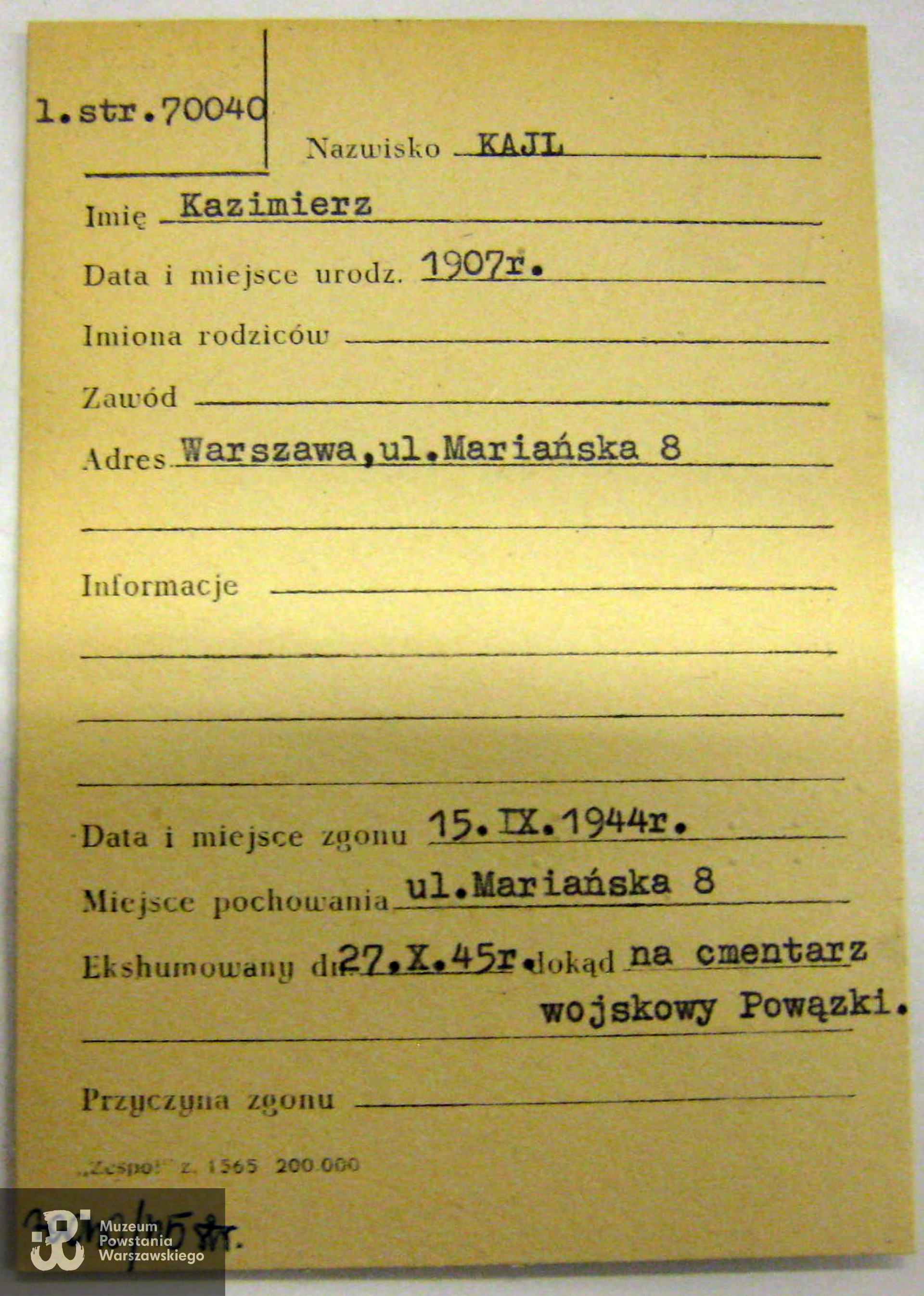 Polski Czerwony Krzyż - kartoteka