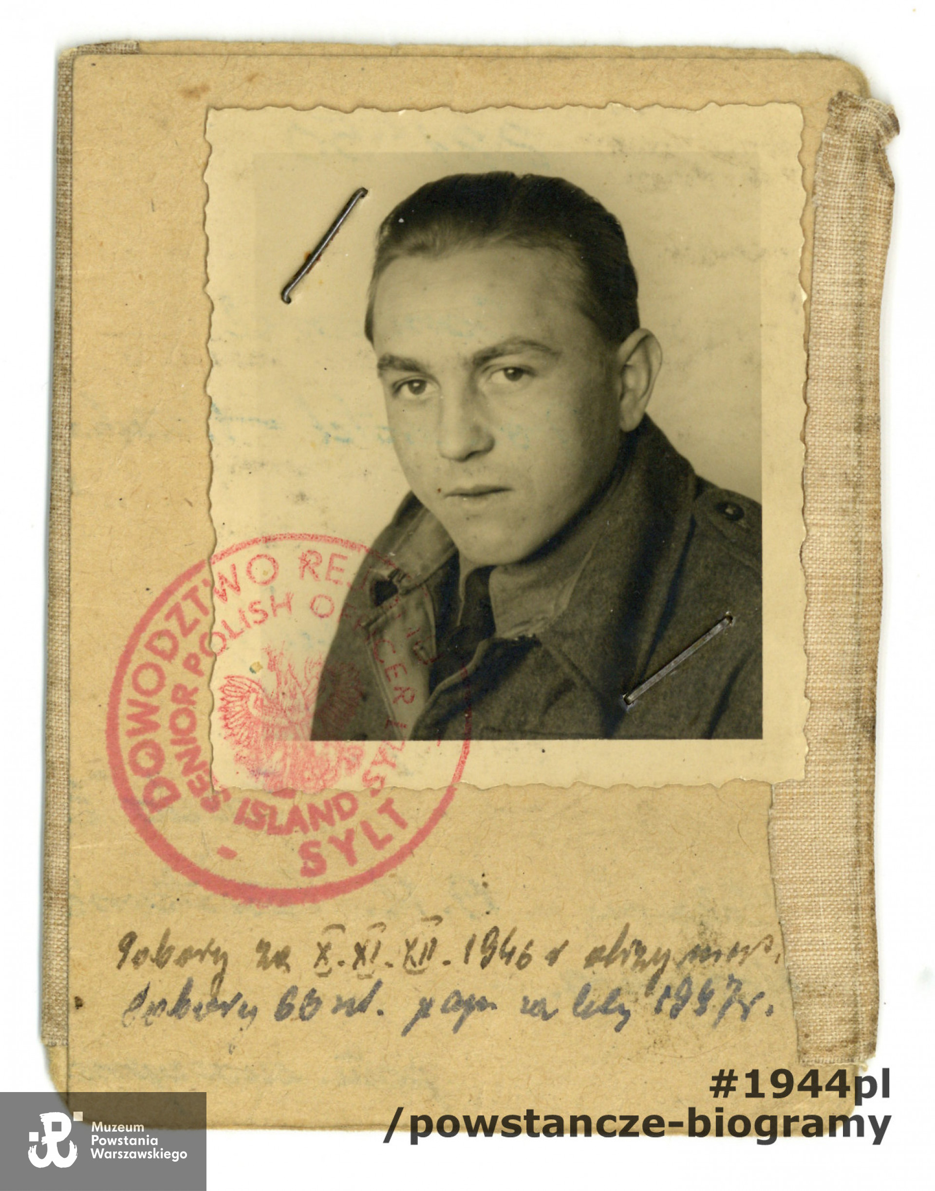 Legitymacja - fragment. Ze zbiorów Muzeum Powstania Warszawskiego, sygn. P/7577/12