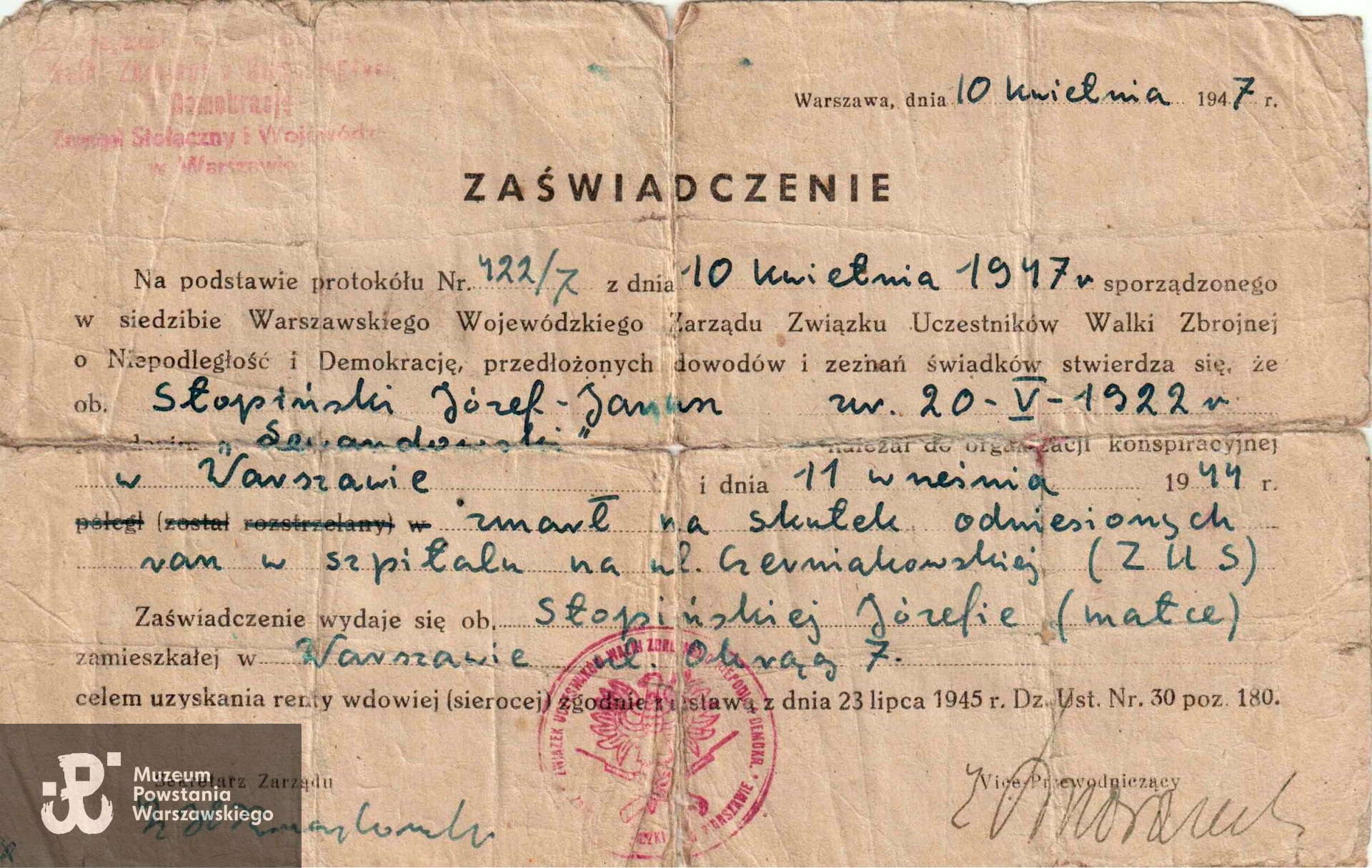 Józef Janusz Stopiński - zdjęcie z 1938 roku