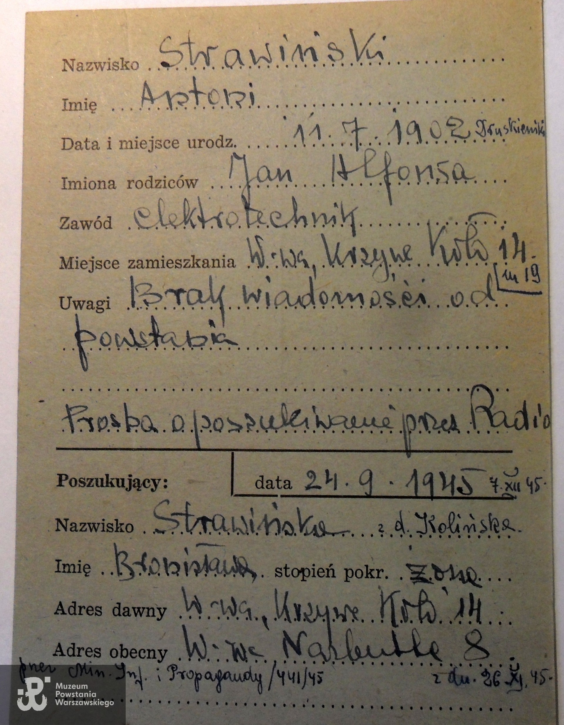 Polski Czerwony Krzyż - kartoteka