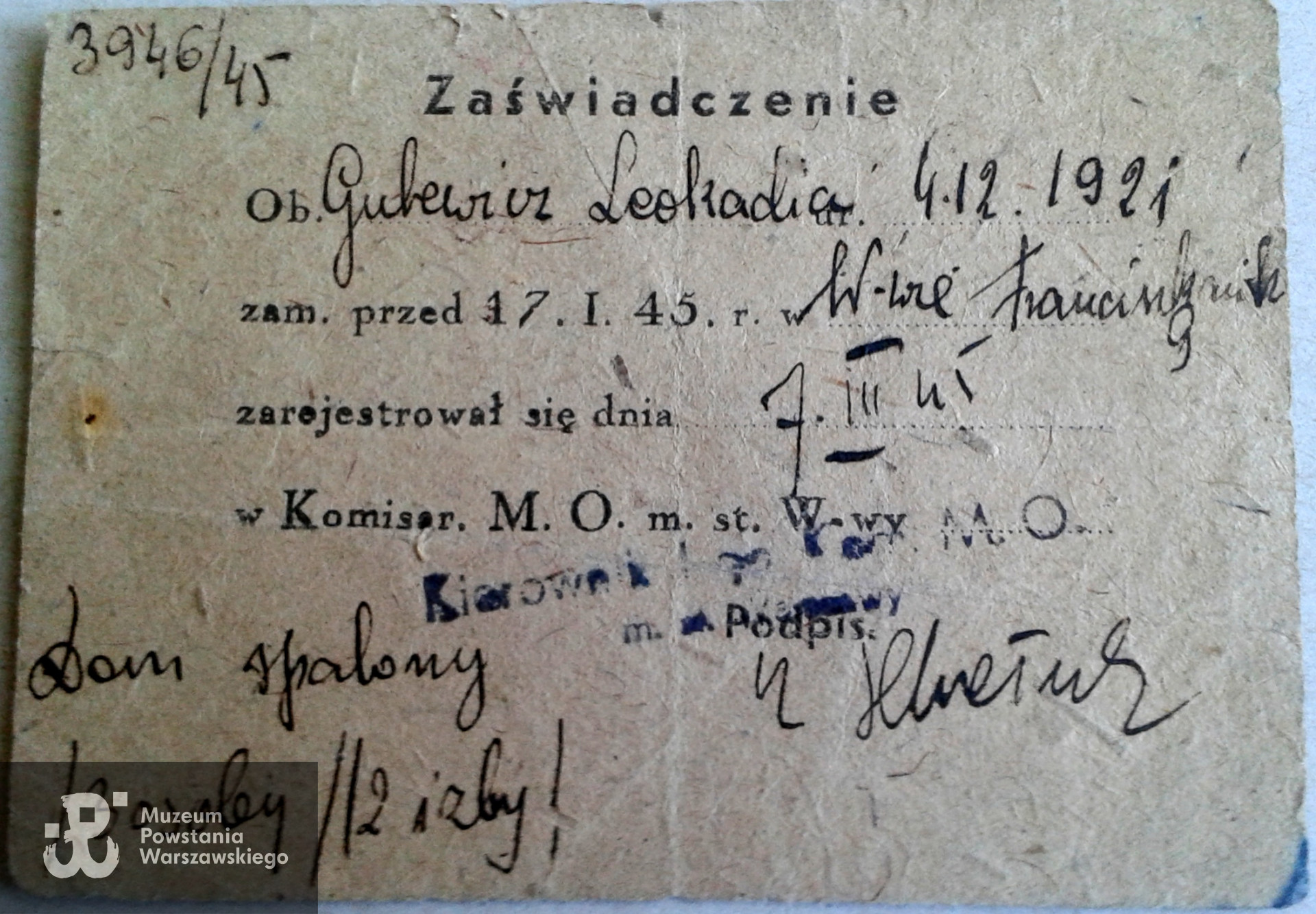 Ze zbiorów rodzinnych, skan udostępnił  p. Jędrzej Kowalik, wnuk