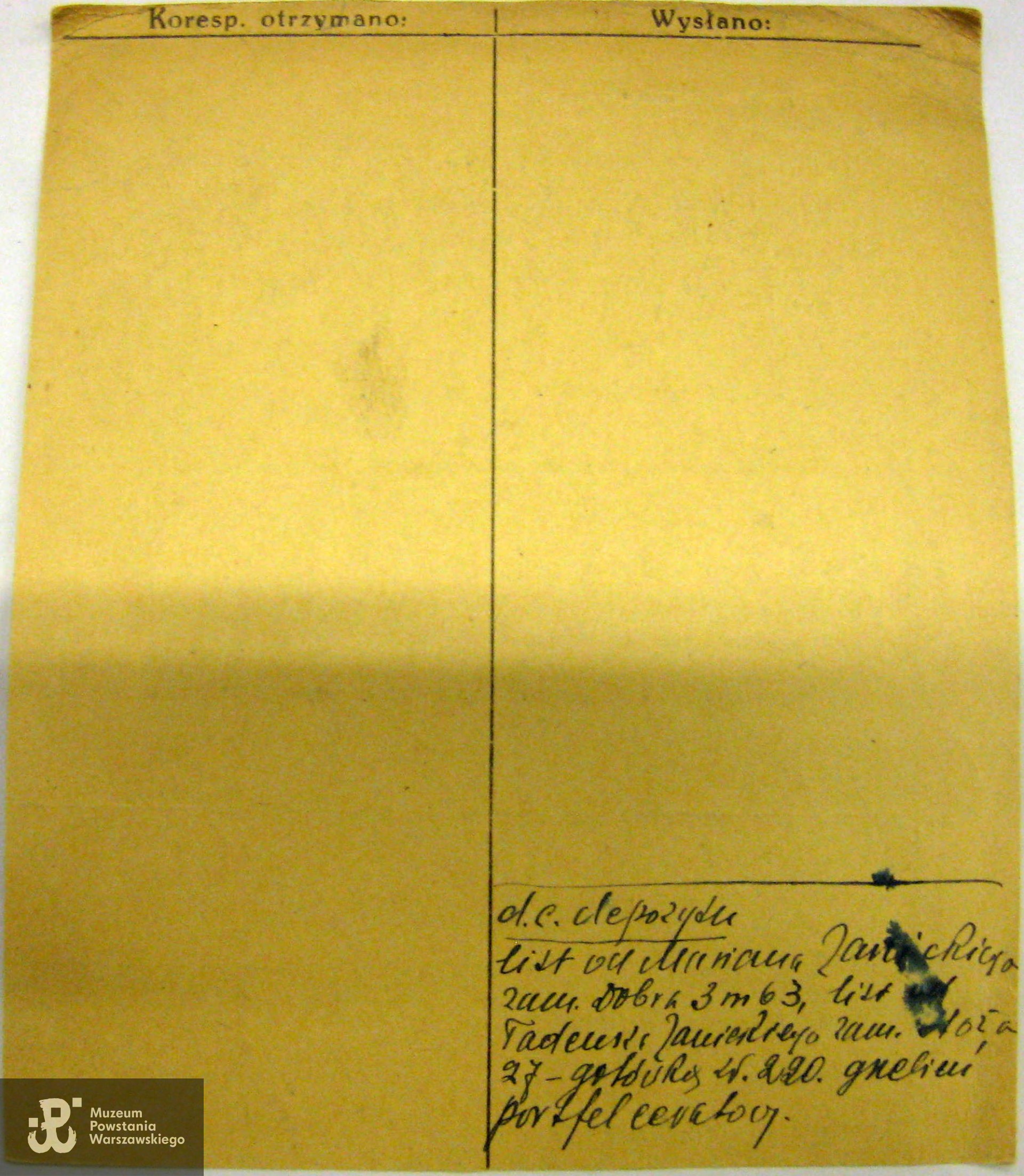 Polski Czerwony Krzyż - kartoteka, odnotowany depozyt - karta rozpoznawcza (kenkarta), 2 fotografie, listy - depozyt wydano z upoważnienia, 14.12.1946