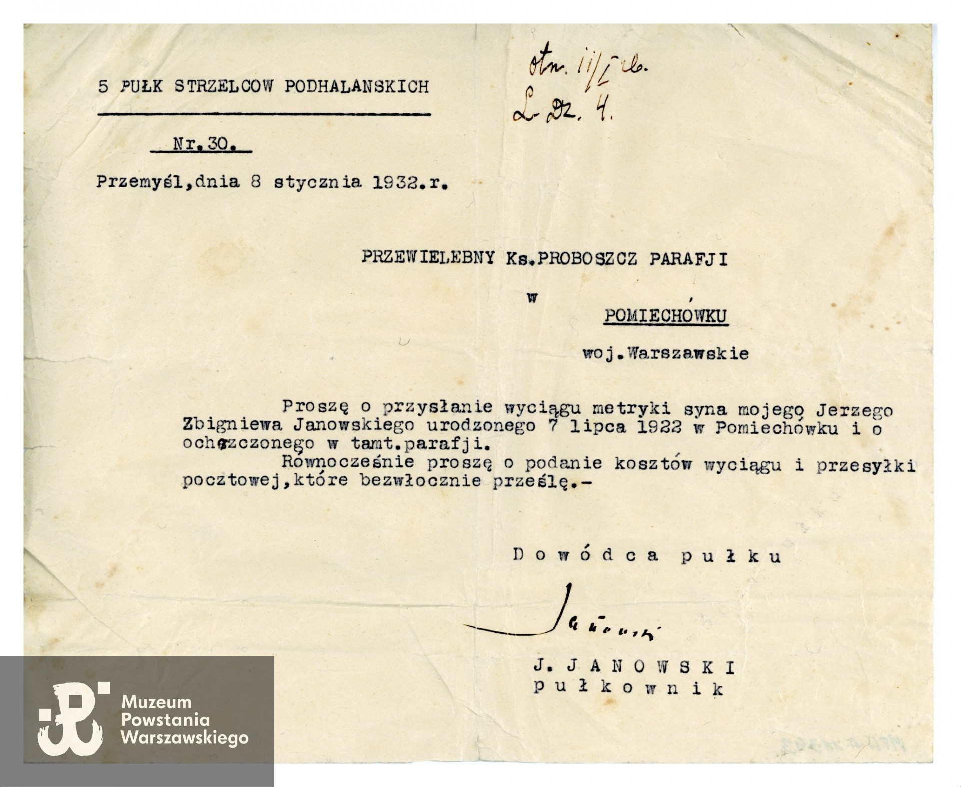 Ze zbiorów Muzeum Powstania Warszawskiego, sygn. P/8719/16, dar p. Krzysztofa Fronczyka