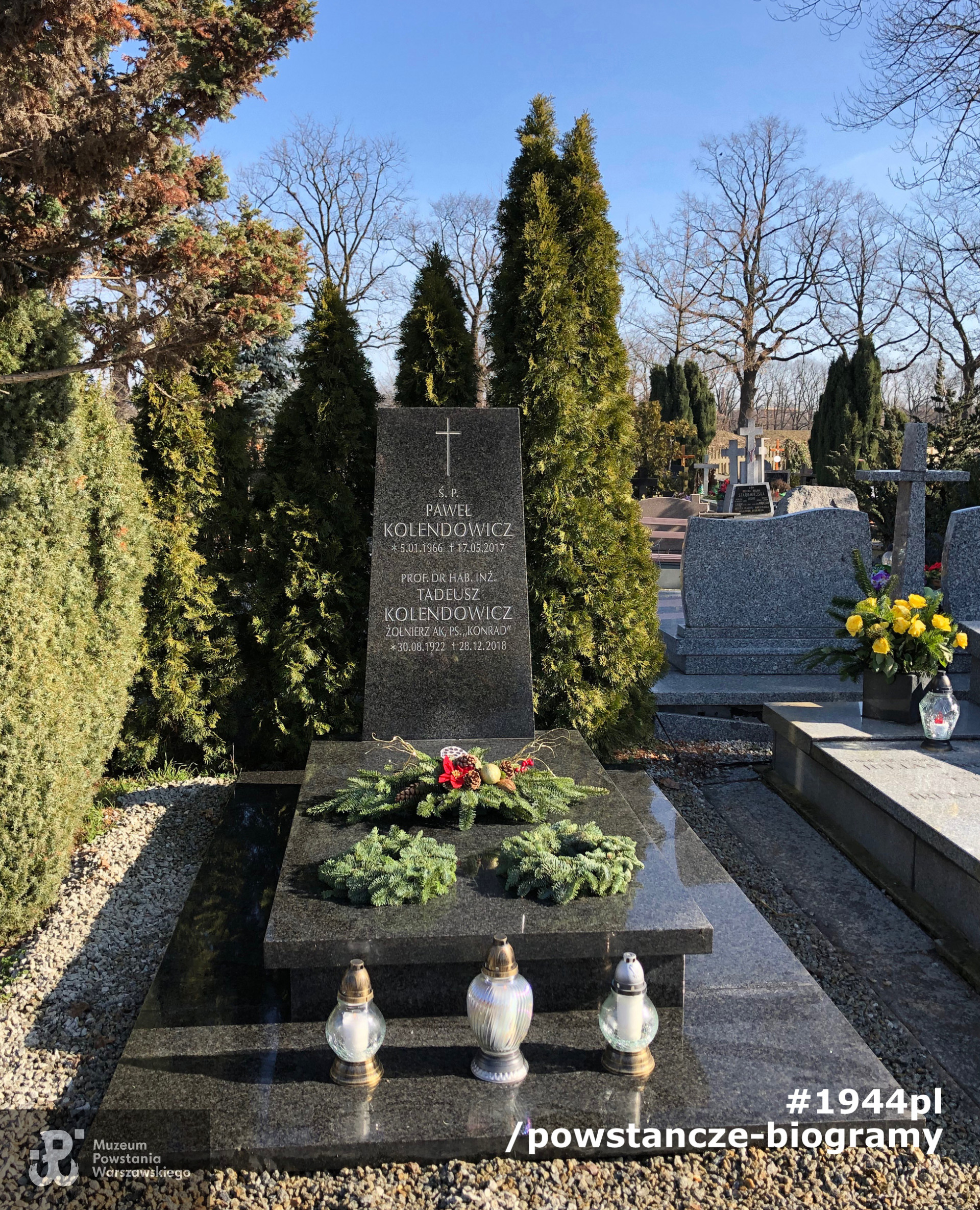 Grób prof. Tadeusza Kolendowicza na Cmentarzu  parafii Świętej Rodziny przy ulicy Smętnej we Wrocławiu. Fot. ze zbiorów rodzinnych p. Ewy Kolendowicz