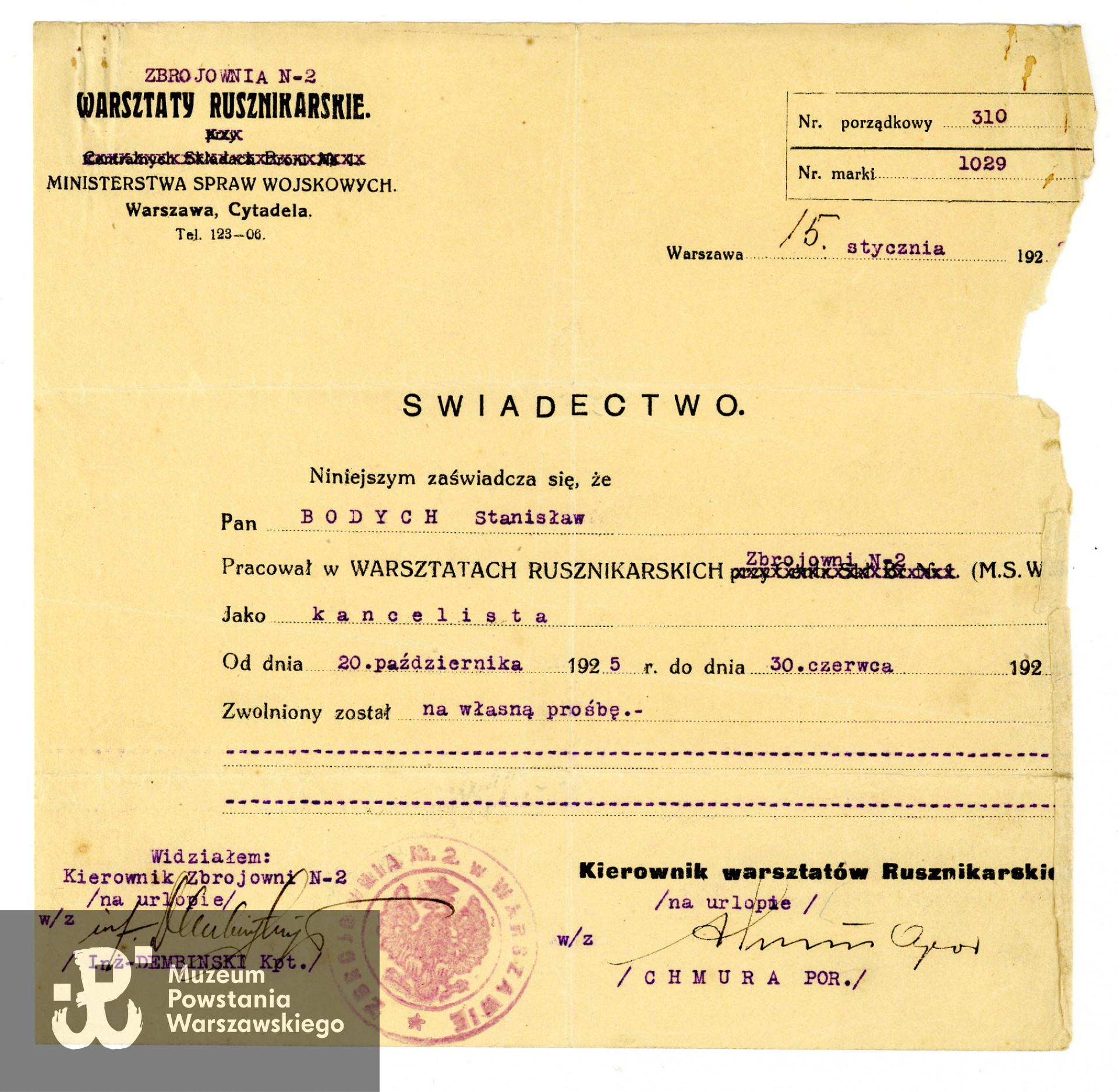 Ze zbiorów rodzinnych, udostępnił p. Tomasz Bodych, wnuk Powstańca