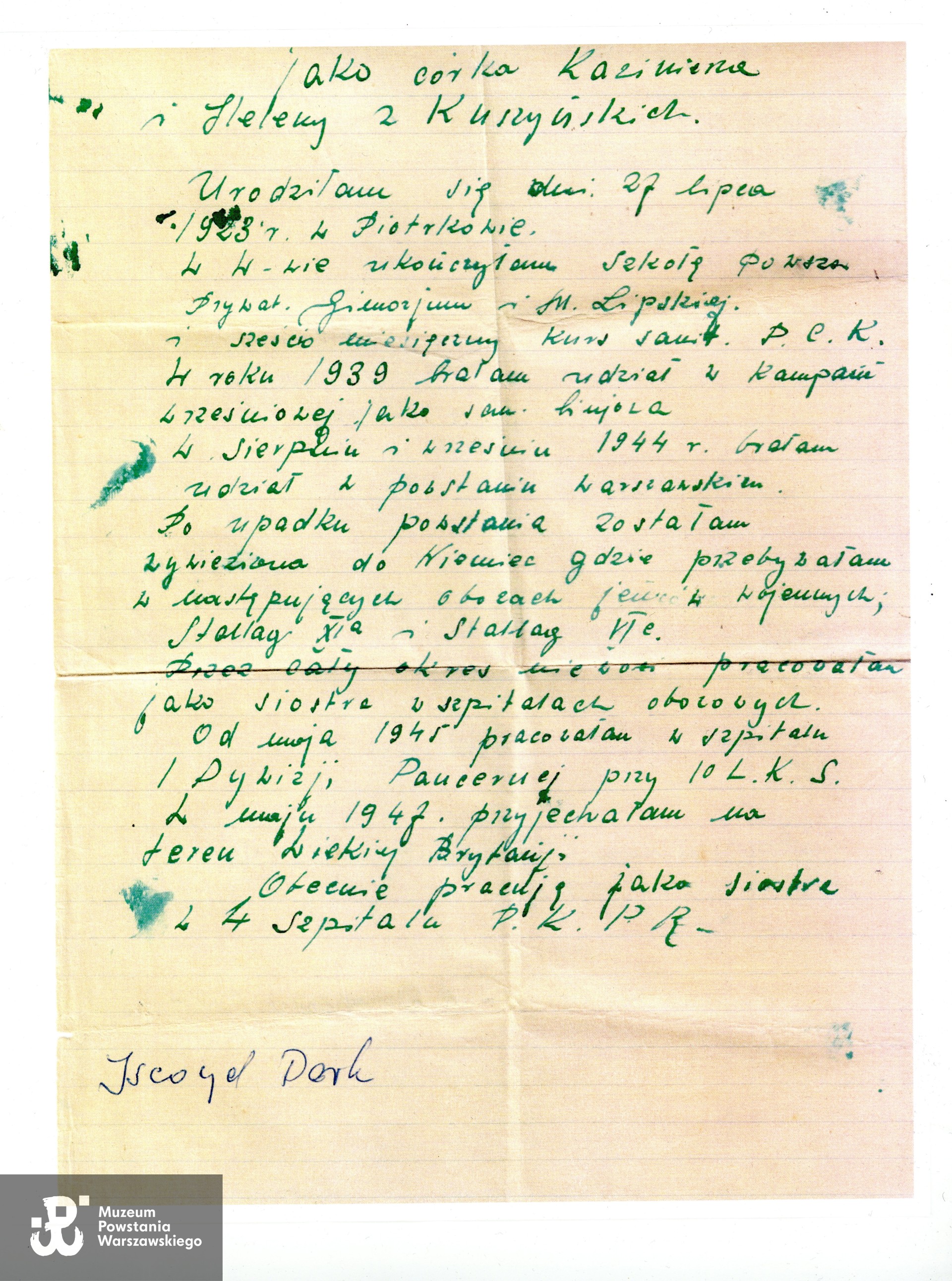 Życiorys. Do zbiorów Muzeum Powstania Warszawskiego udostępniła córka p. Lidii Zwierzchowskiej  (Konecki), p. Ewa Nowakowski (08/2025).
