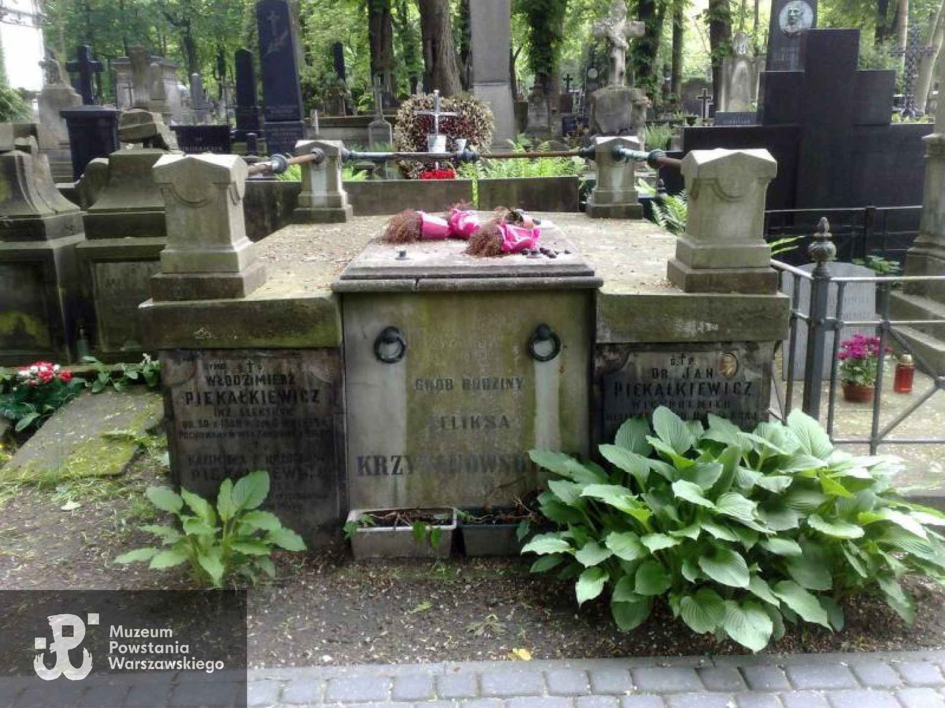 Mogiła symboliczna na Starych Powązkach, Kwatera 25, rząd 1, miejsce 14-15.   Fot. Warszawskie Zabytkowe Pomniki Nagrobne:  serwis mapowy m. st. Warszawy: <i>cmentarze.um.warszawa.pl</i>
