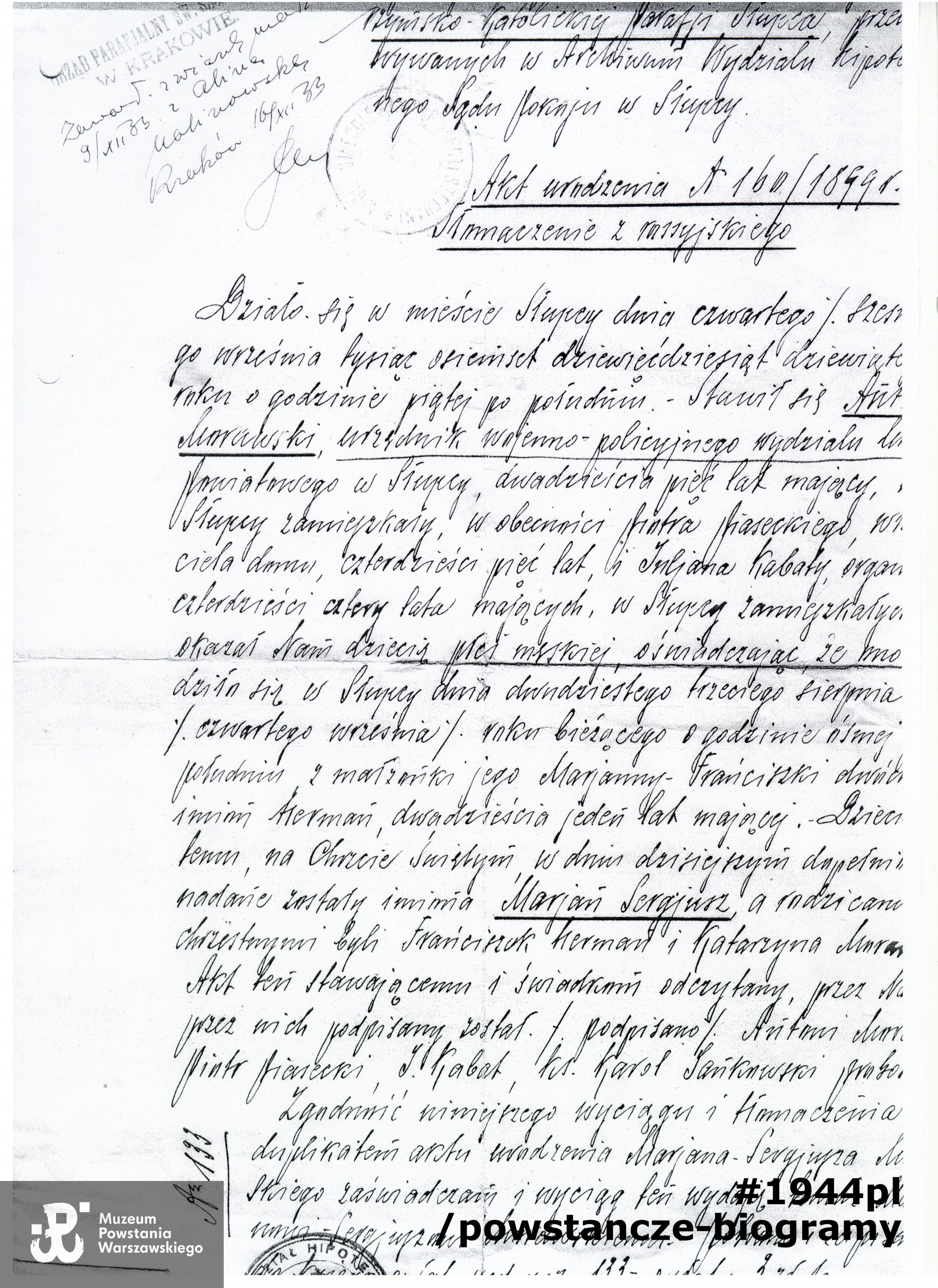 MPW-teczka - materiały przekazane do zbiorów Muzeum Powstania Warszawskiego przez p. Barbarę Morawską - Nowak, córkę dr. Mariana Morawskiego.