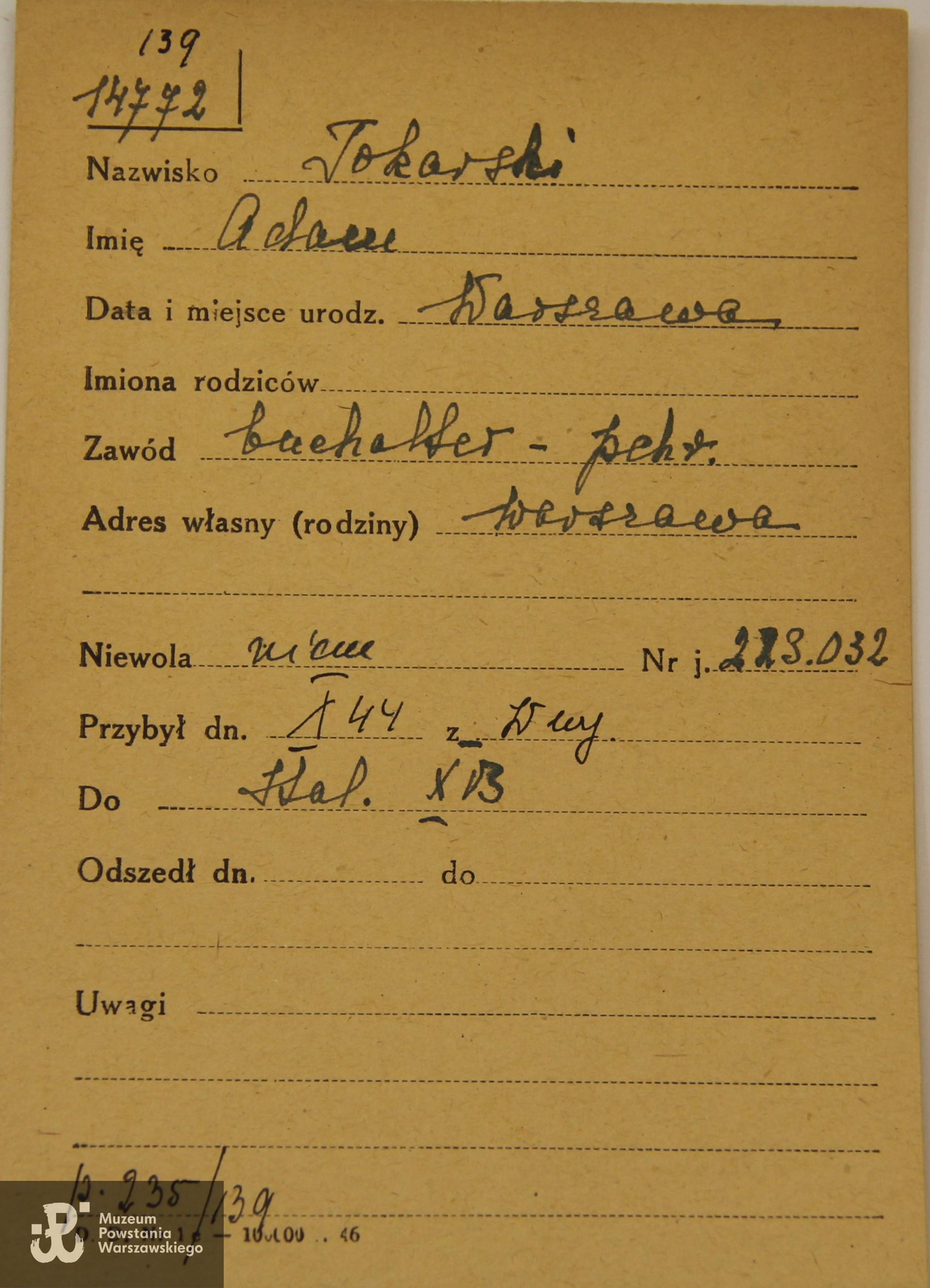 Polski  Czerwony Krzyż - kartoteka