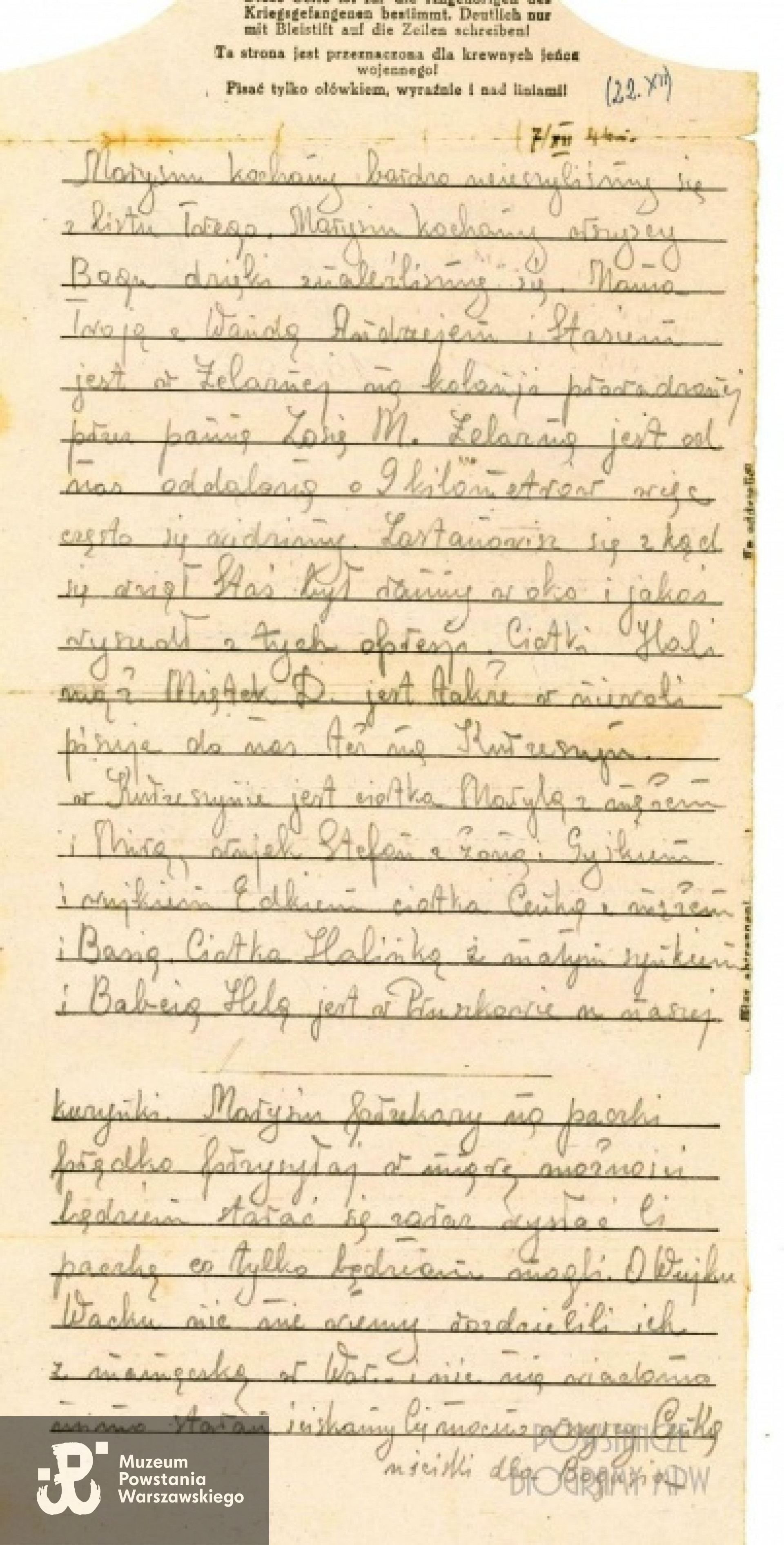 Korespondencja obozowa. Fot. materiały do Słownika Biograficznego Uczestników PW