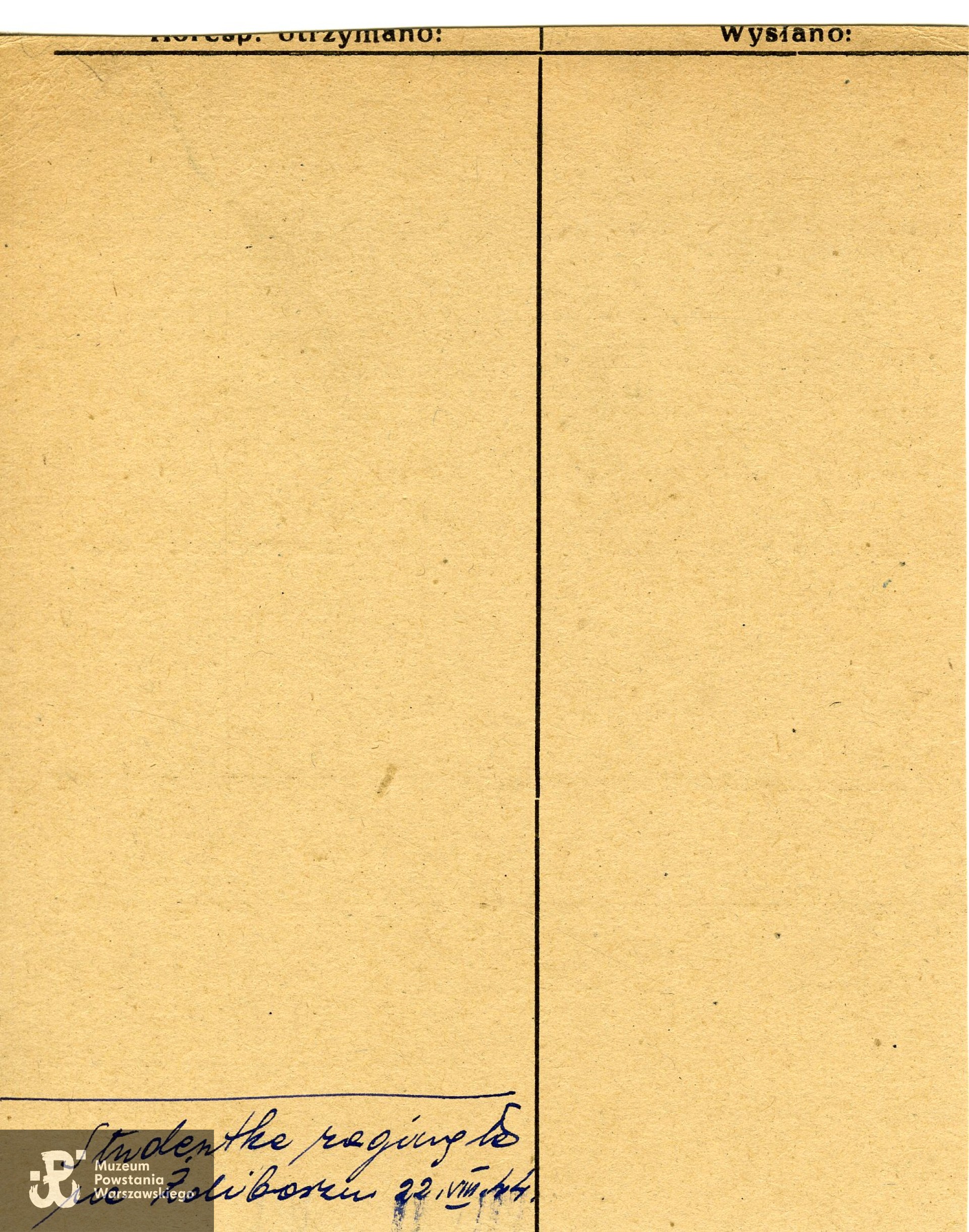 Poszukiwanie siostry za pośrednictwem PCK w kwietniu 1945 roku przez Aleksandra Wargona. W kartotece  zapisano nazwisko "Wargan" a imię podane przez brata - Irena. Pozostałe dane zgodne. 