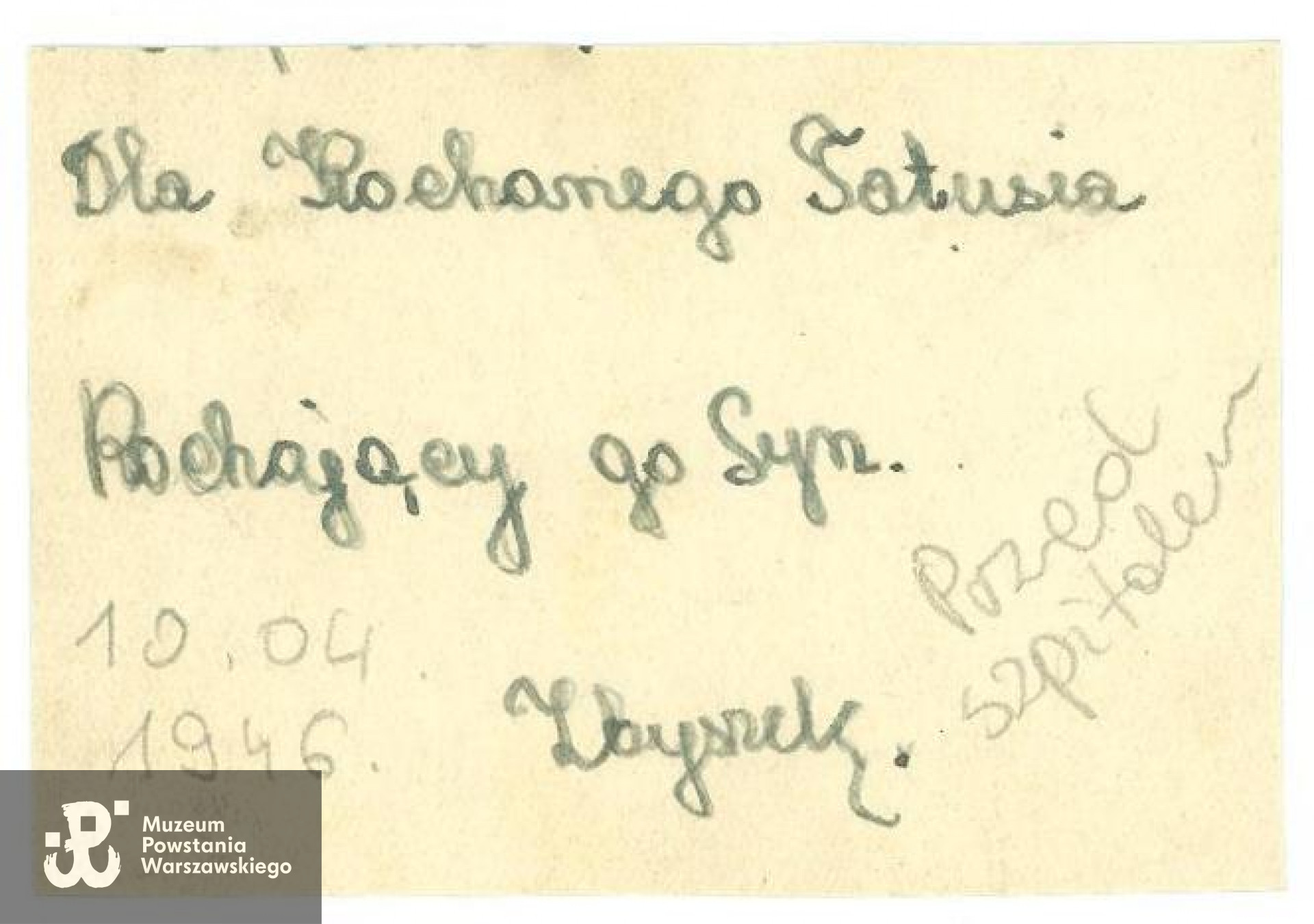 Dedykacja dla ojca. Skan: materiały do Słownika Uczestników PW - zasób Pokoju Kombatanta MPW